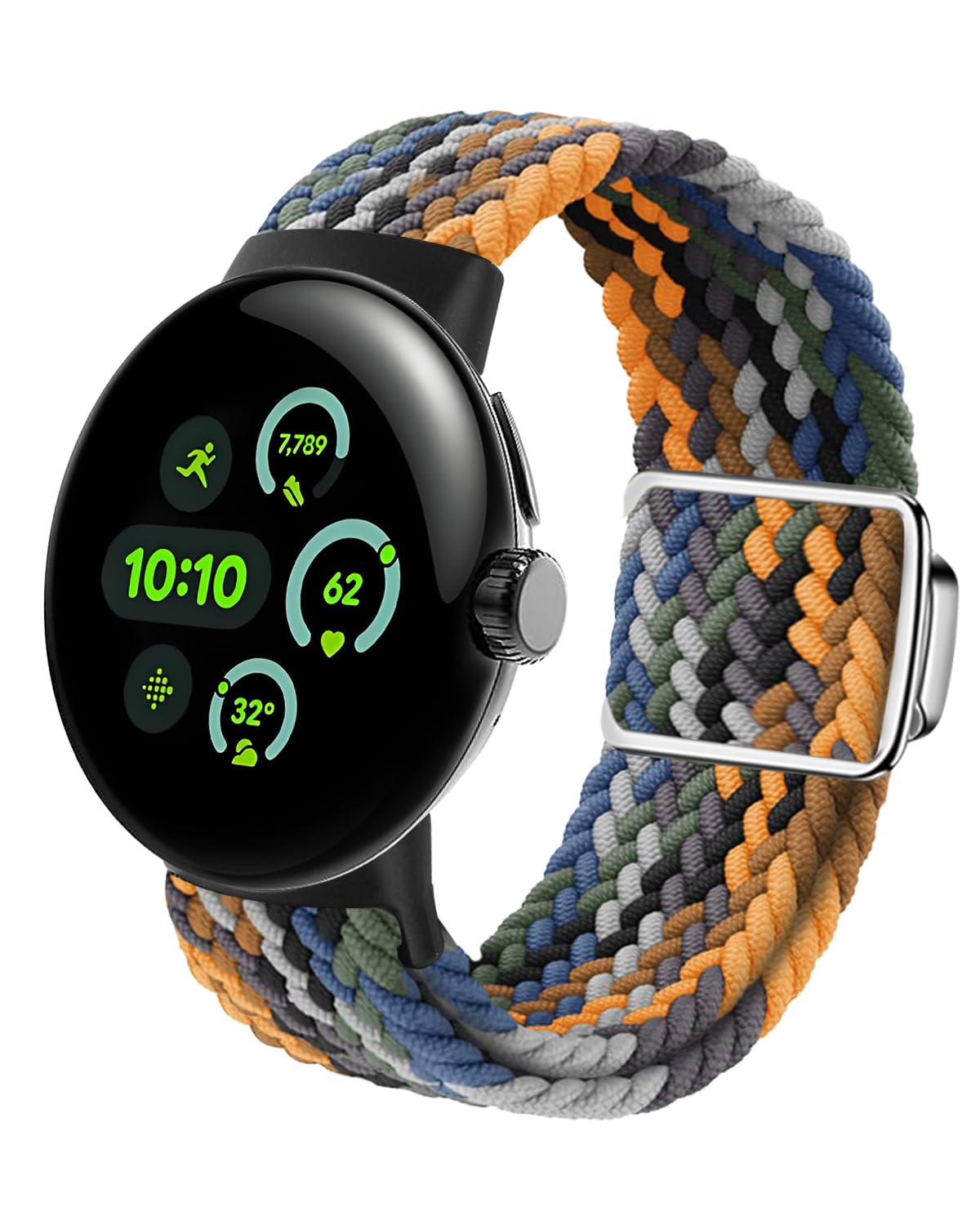Correa de nailon trenzado MAKCPOIMER para Google Pixel Watch de 41 mm, ajustable, camuflaje
