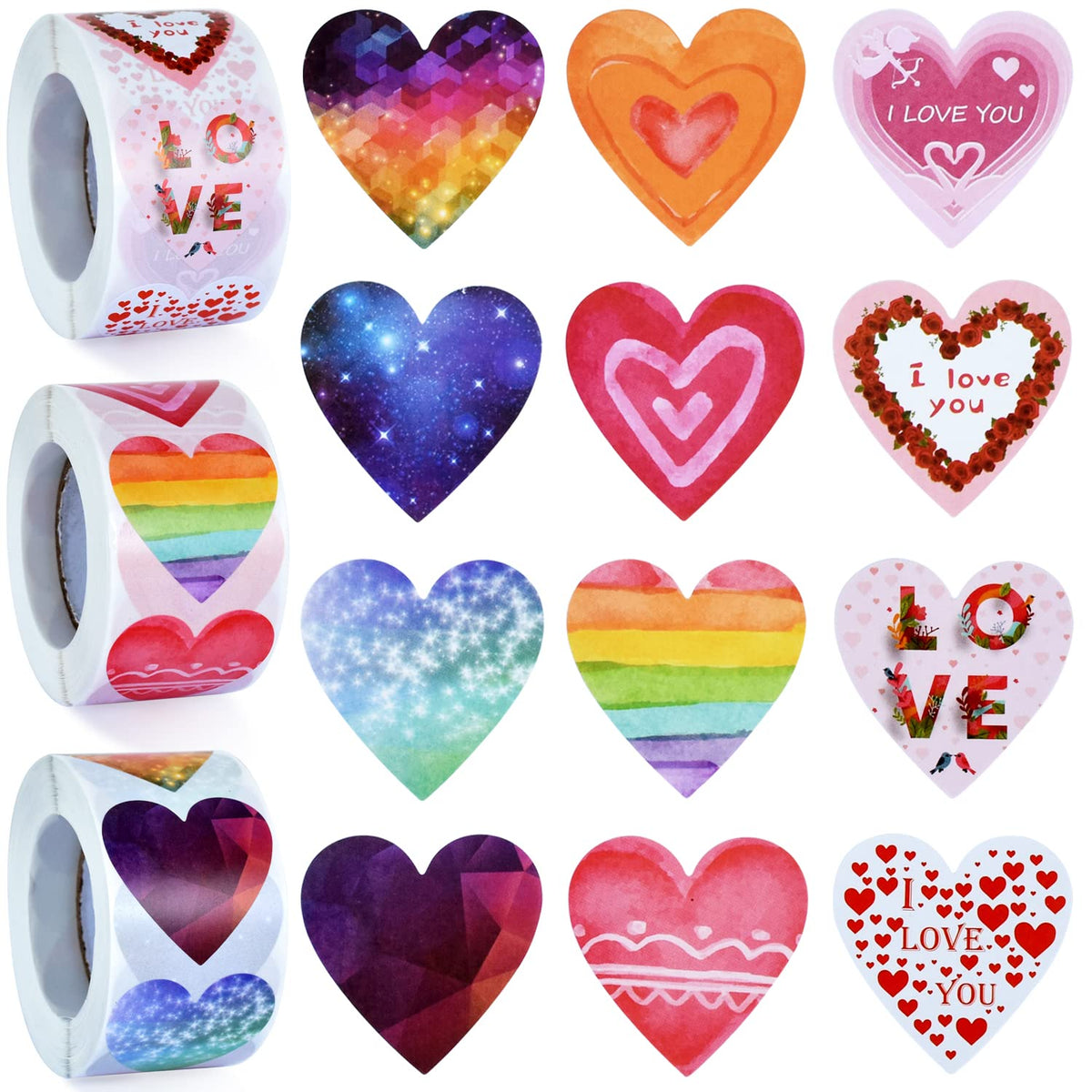 CTOHN 1500 pegatinas de corazón rojo de 1.5 pulgadas, rollo de amor autoadhesivo