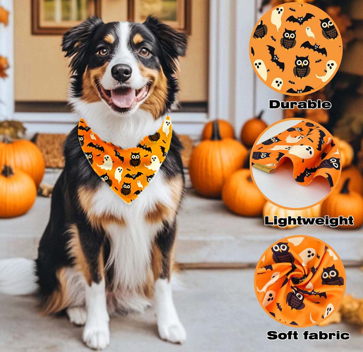 Bandana para perro Raisingwell Halloween N.Helloween, 1 paquete, talla grande