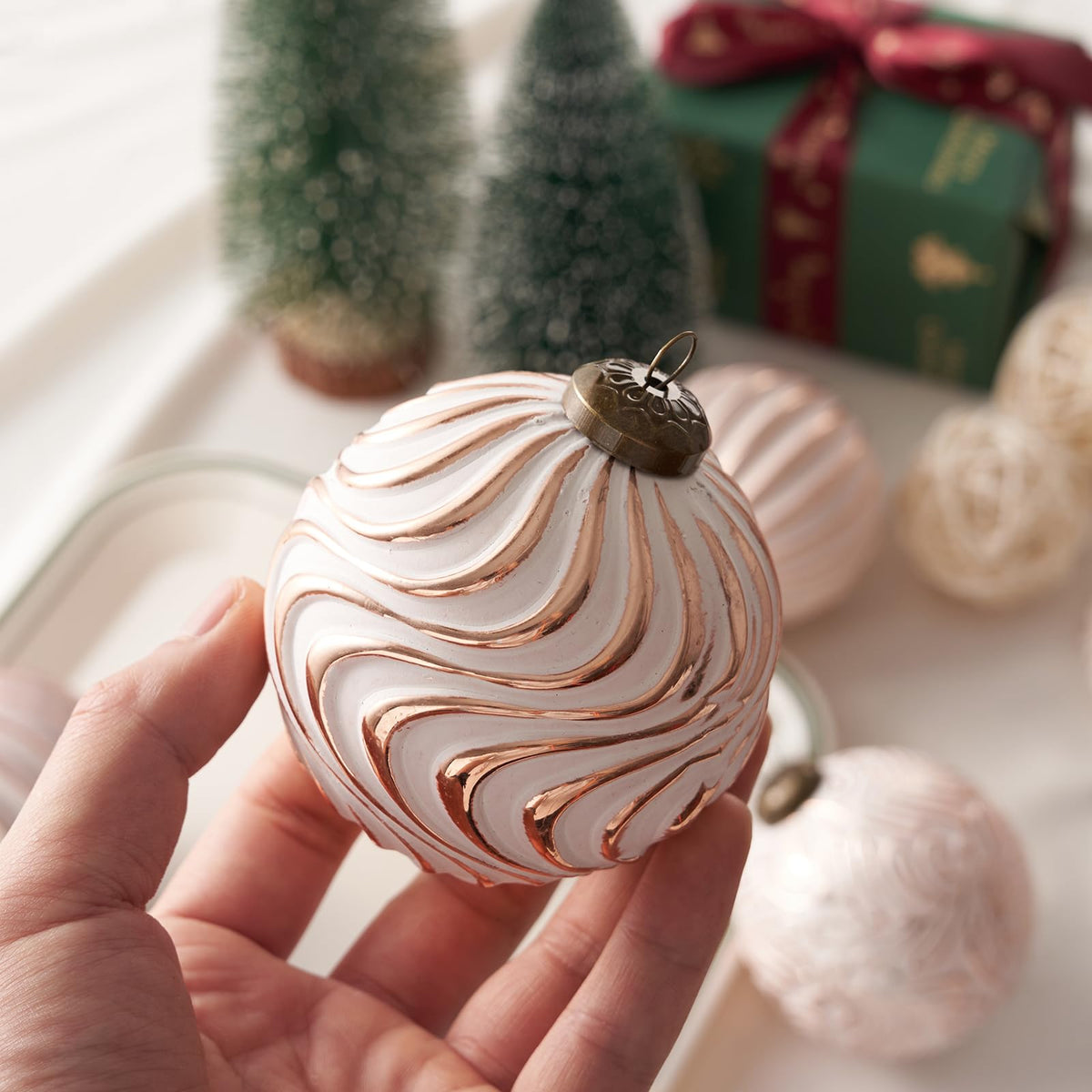 12 piezas de adornos navideños rosas, bolas inastillables para decoración navideña