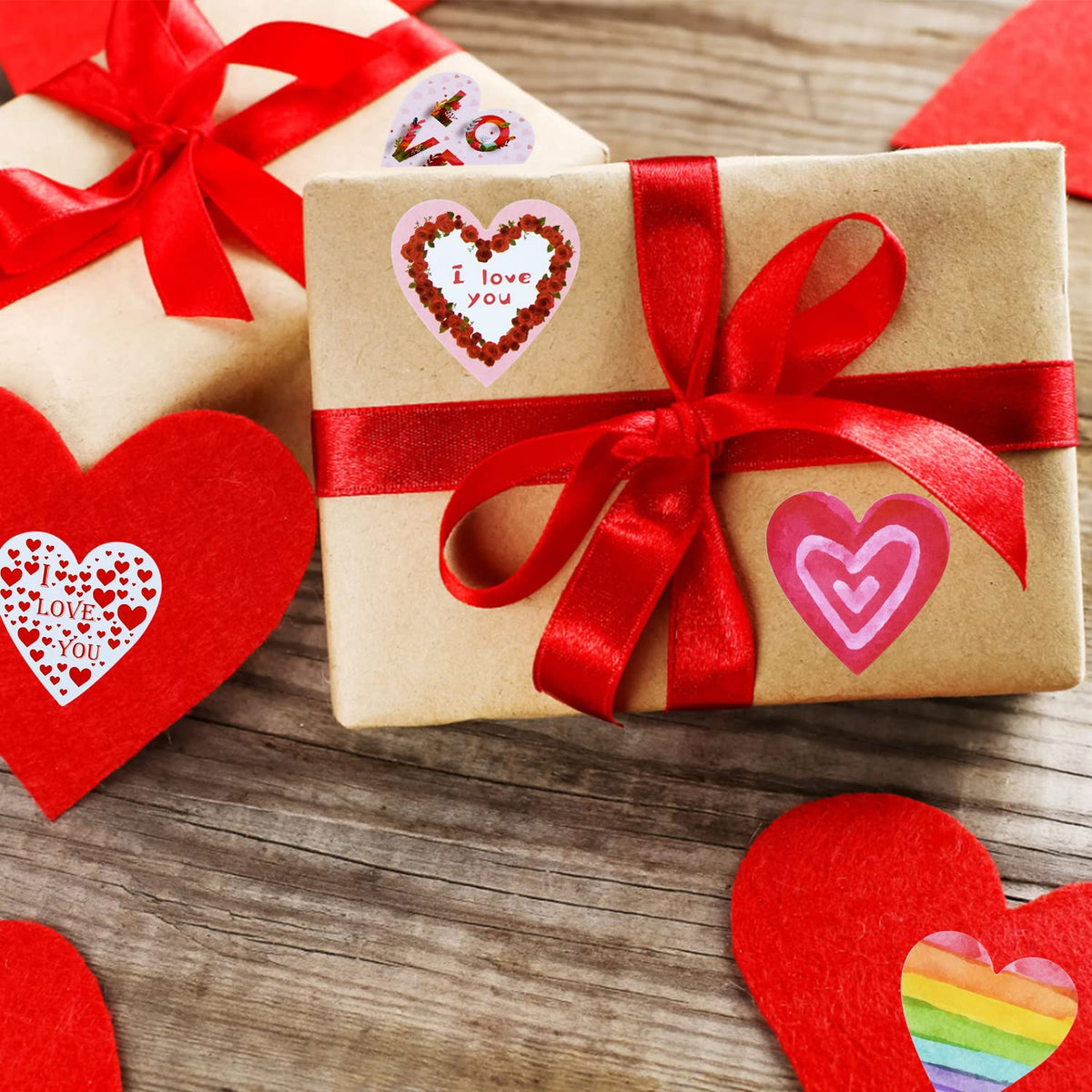 CTOHN 1500 pegatinas de corazón rojo de 1.5 pulgadas, rollo de amor autoadhesivo