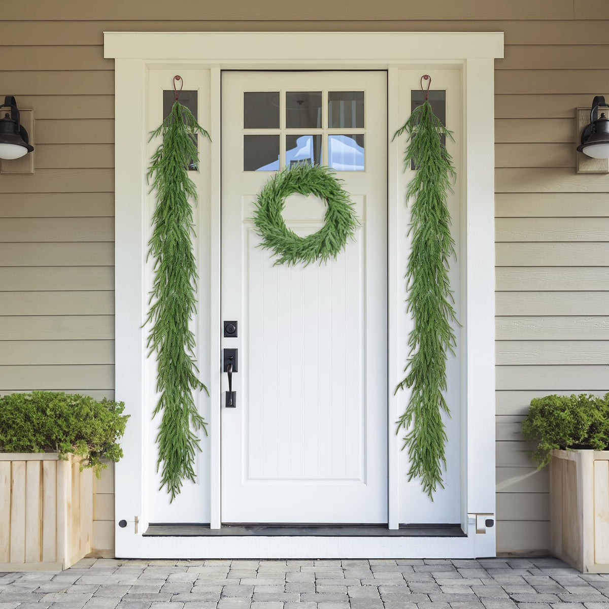 Guirnalda de pino de Norfolk XmasExp, 6 pies, artificial realista, color verde navideño