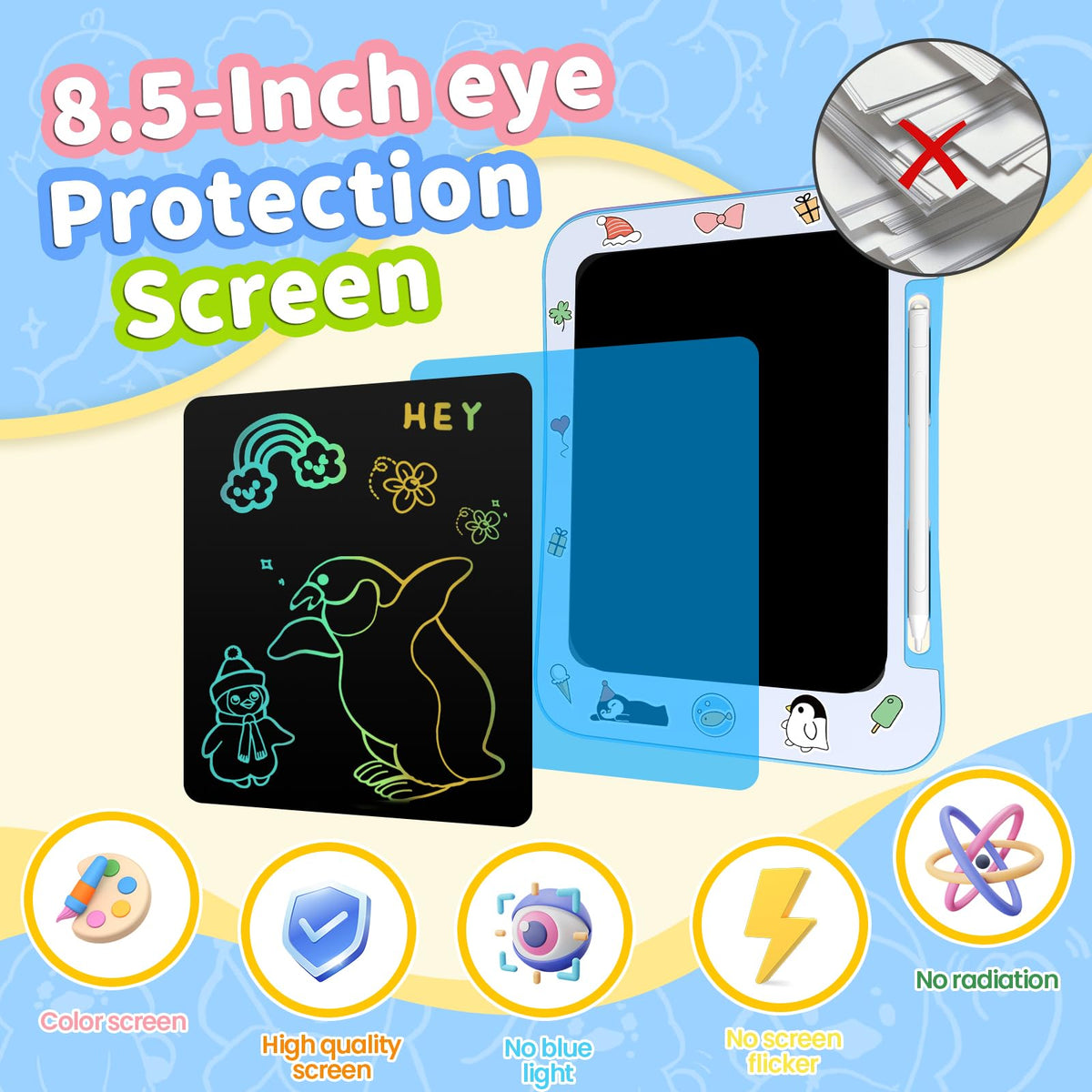 Genialba Paquete de 2 tabletas de escritura LCD para niños con pantalla a color, rosa y azul