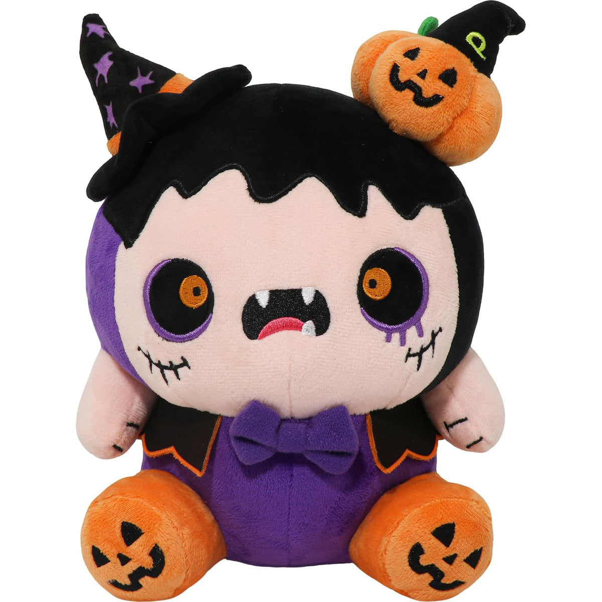 CAIYUEGG Peluche de monstruo de Halloween demonio morado bruja calabaza 10 pulgadas
