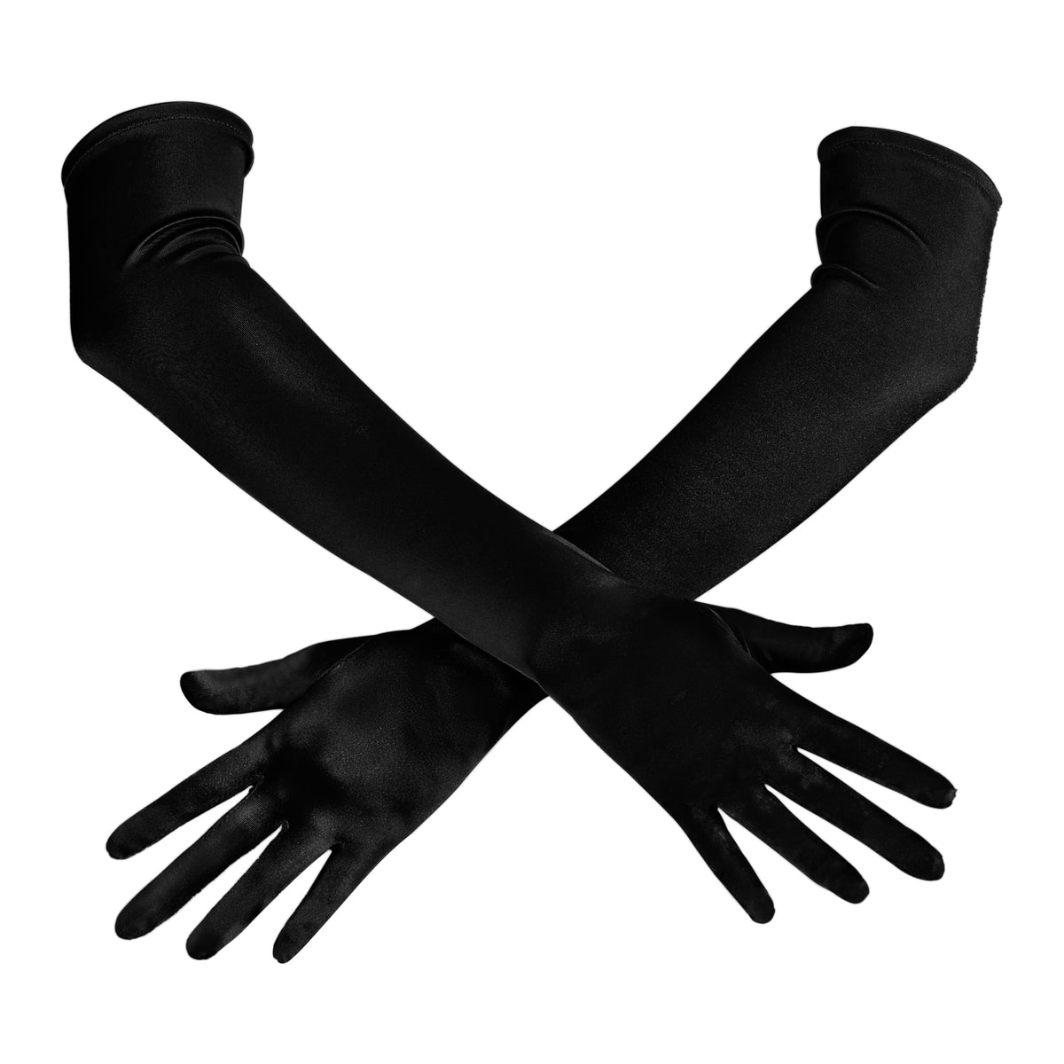 Guantes de ópera largos de satén para fiesta de Spooktacular Creations, negros, 53 cm, talla única