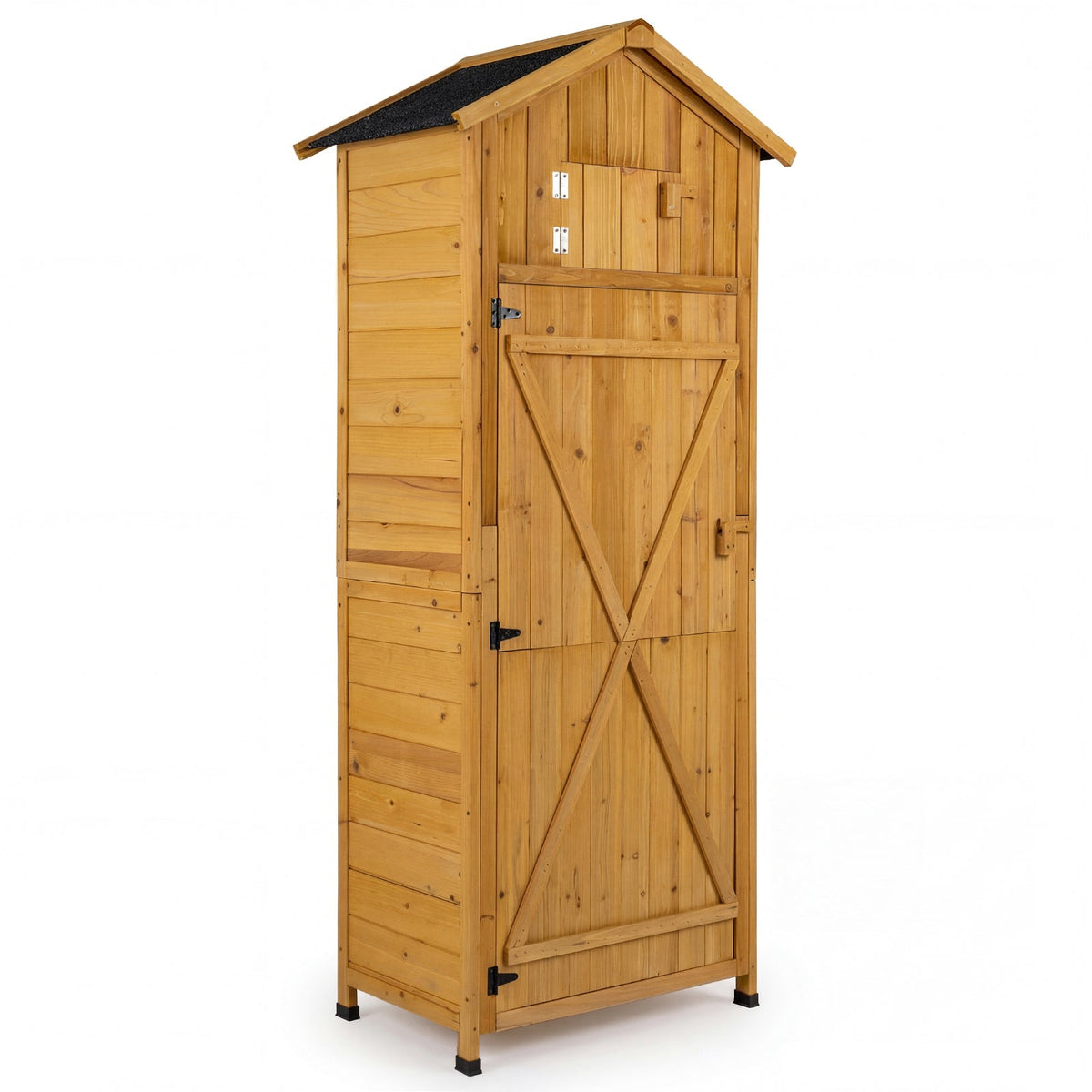 70 Inch Tall Garden Tool Storage Cabinet with Lockable Doors and Foldable Table