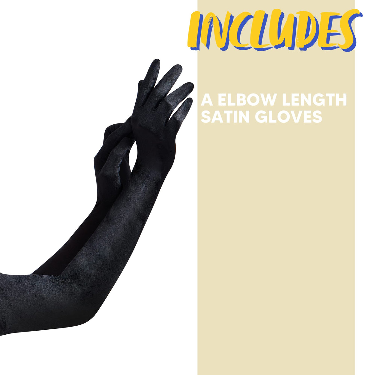 Guantes de ópera largos de satén para fiesta de Spooktacular Creations, negros, 53 cm, talla única