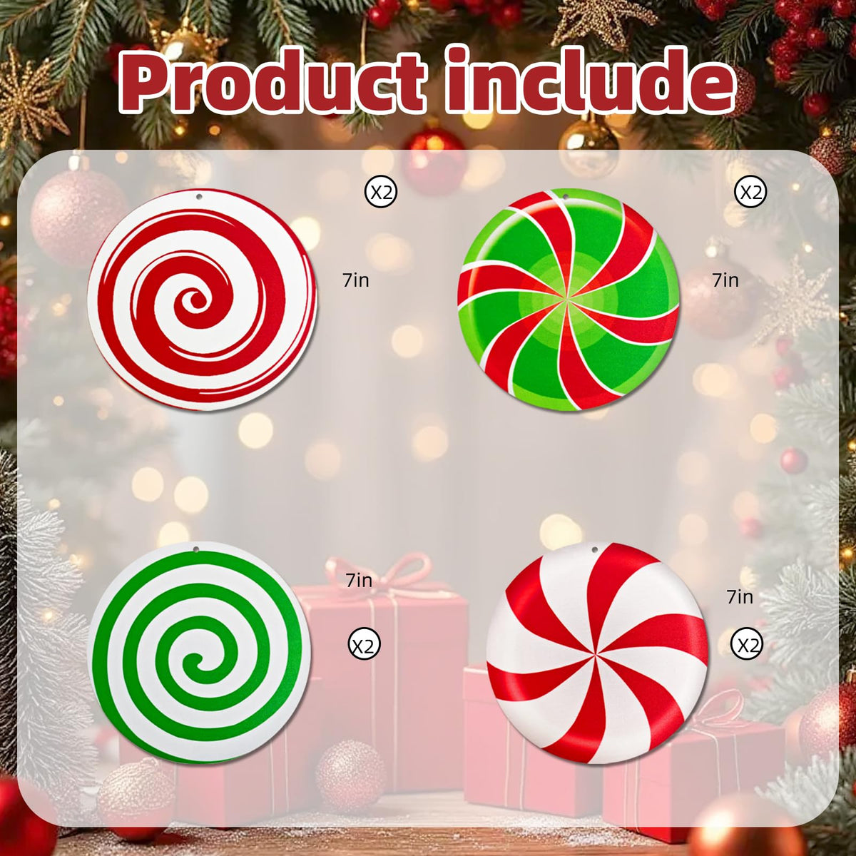 Adornos navideños de madera genéricos con forma de jengibre, grandes, de color rojo y blanco, estilo menta