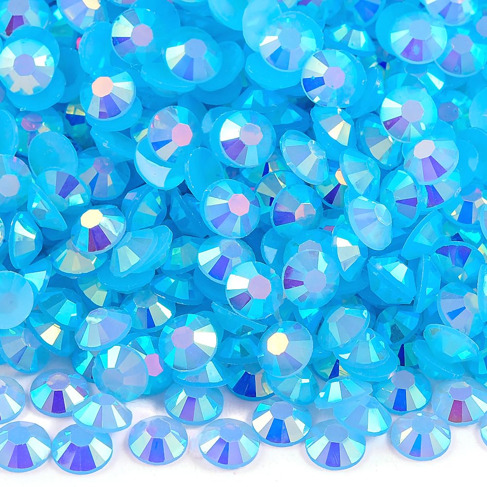Blinginbox 500 piezas de diamantes de imitación de resina de 6 mm con parte trasera plana, color zafiro claro AB