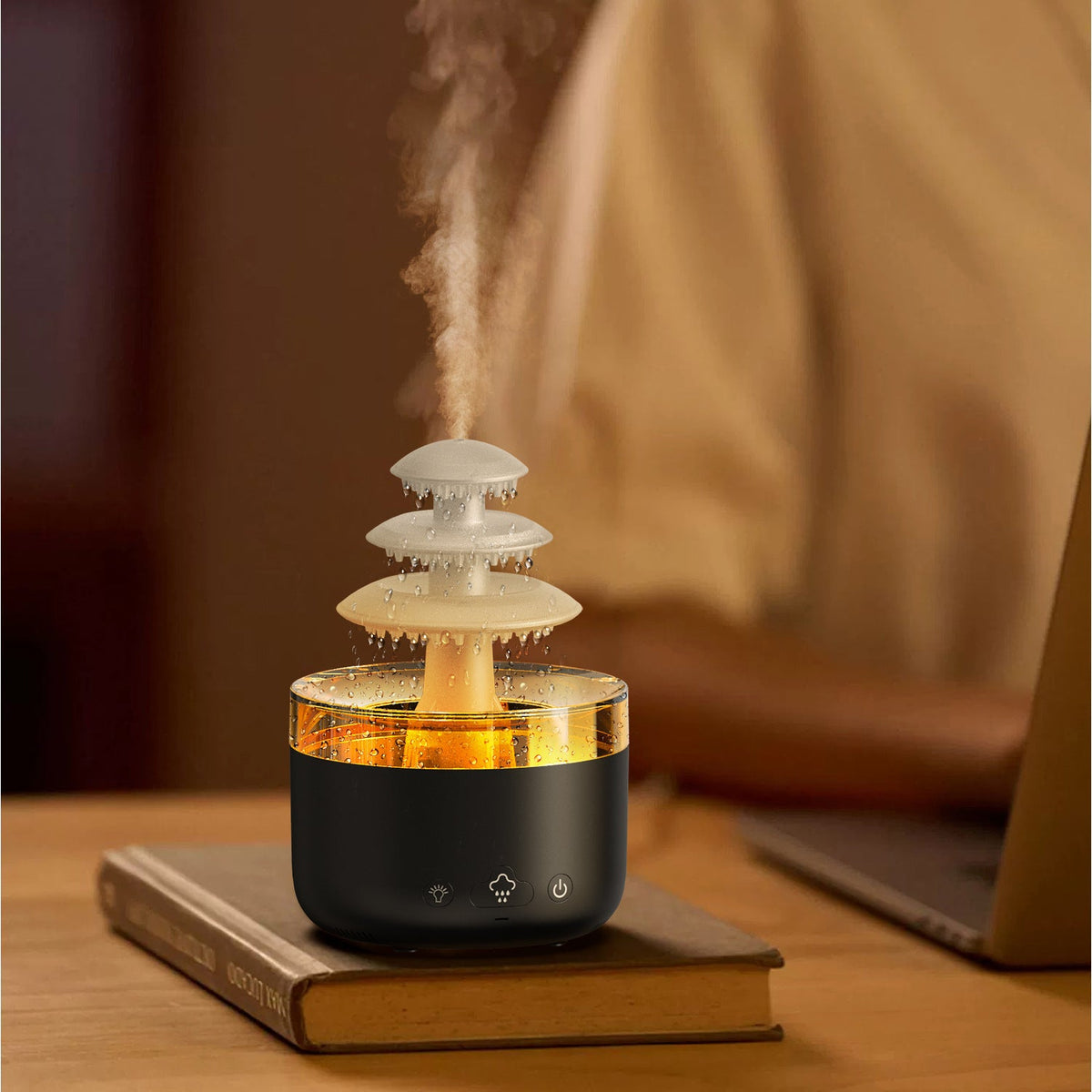 Nuevo humidificador de aire de lluvia en nube, difusor de aromaterapia con aceites esenciales, humidificador de aire de niebla silencioso USB con luz de colores