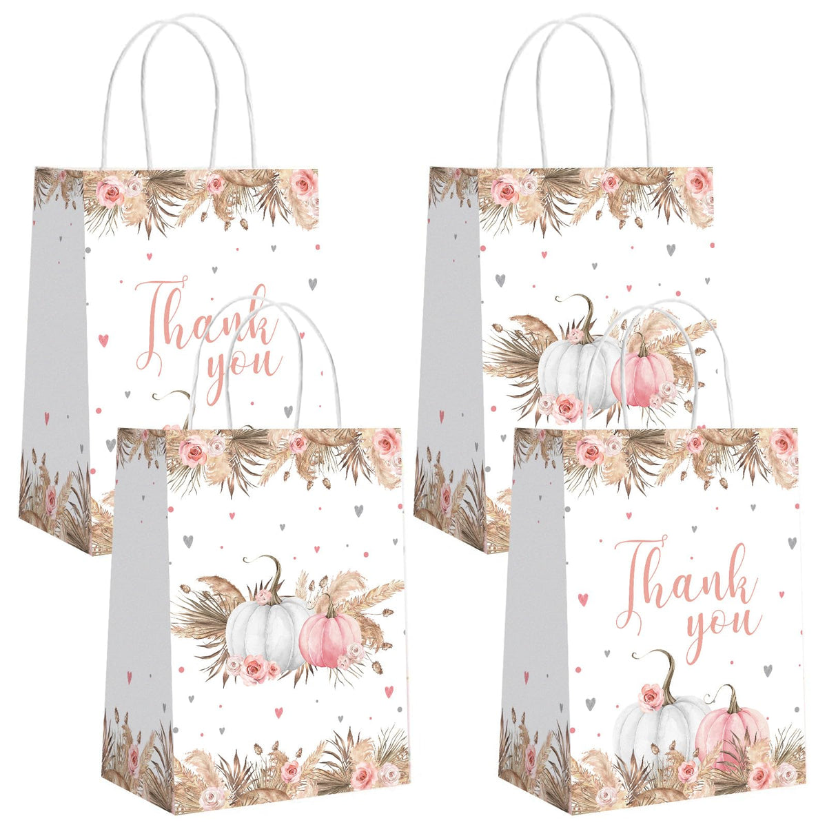 Bolsas de regalo MEHOFOND con diseño de calabaza bohemia con asa, bolsas para dulces de otoño, 16 unidades
