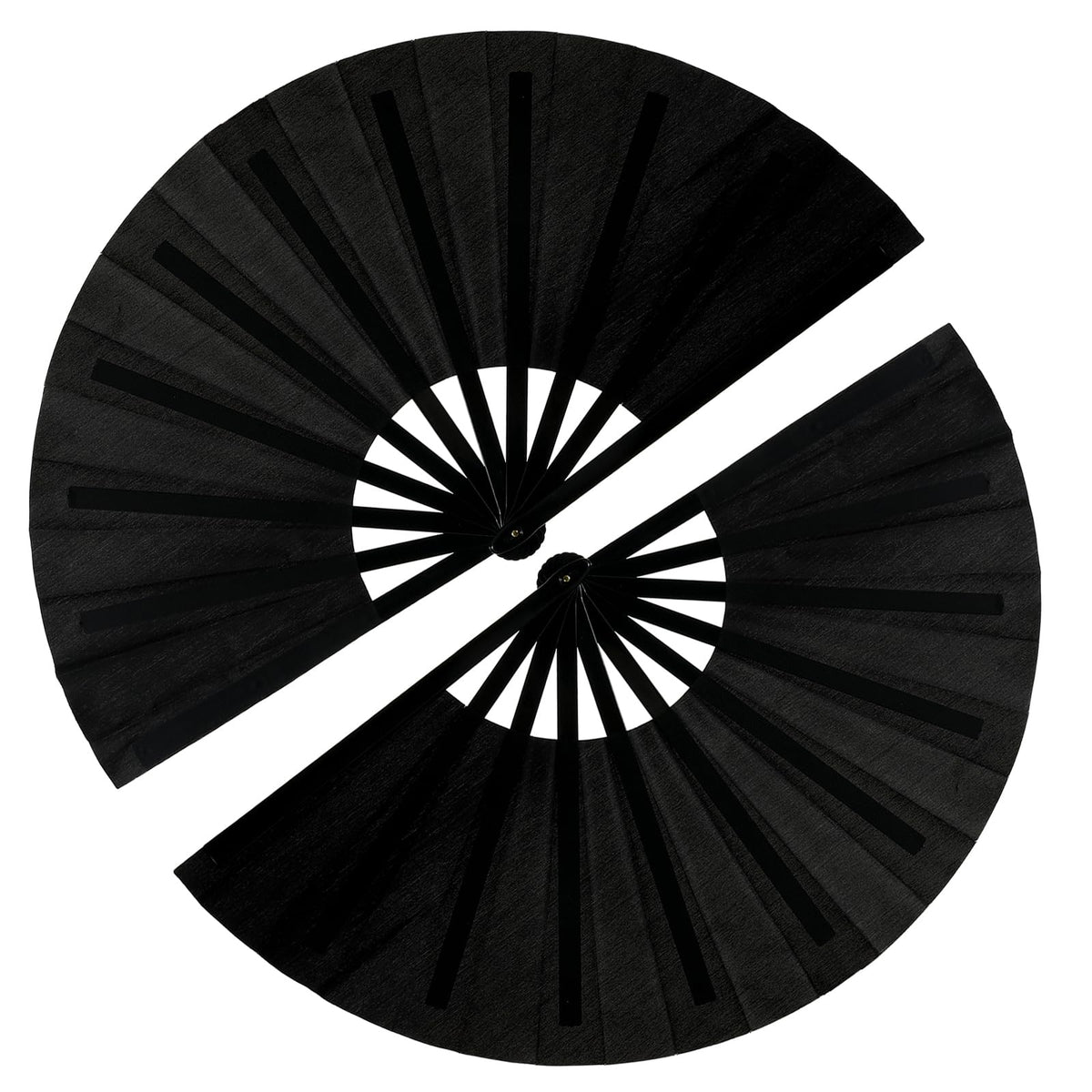 GeGeYa 13inch Large Rave Fan Foldable Hand Fans Black 2 Packs