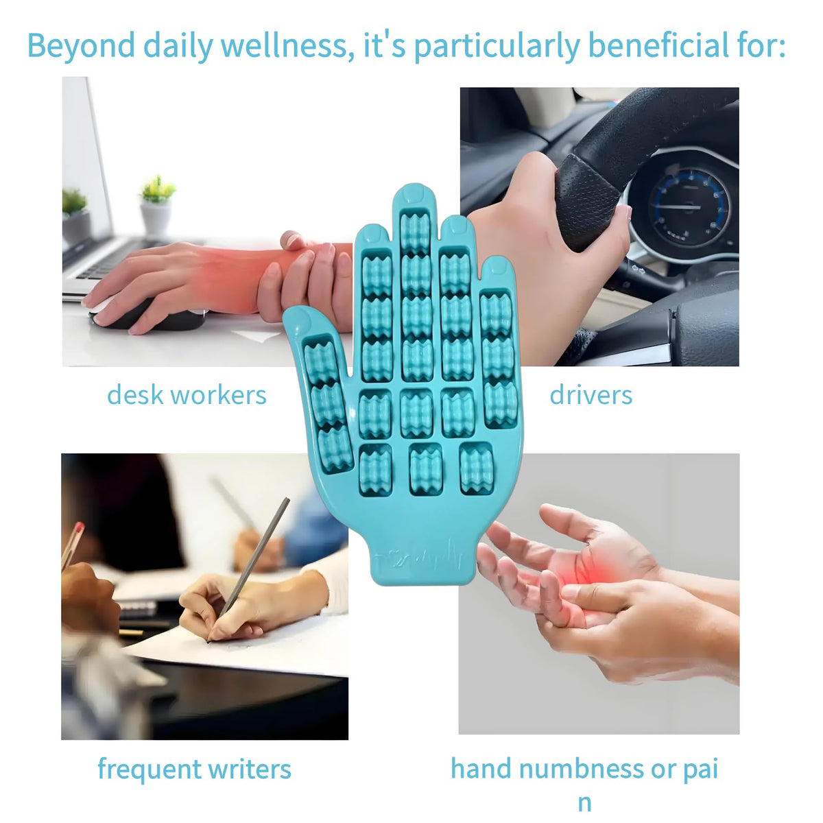 Hand Massager Finger Roller for Arthritis Carpal Tunnel Pain Relief Blue