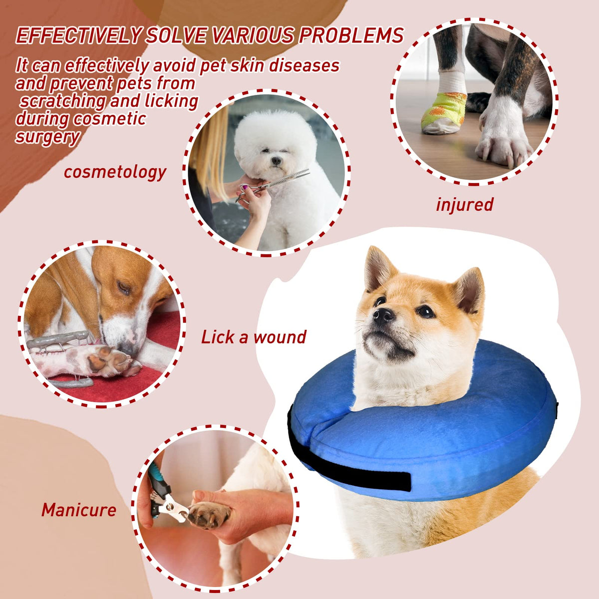 Collar isabelino inflable para perro Tonqixope, collar protector tipo dona suave, azul, XL