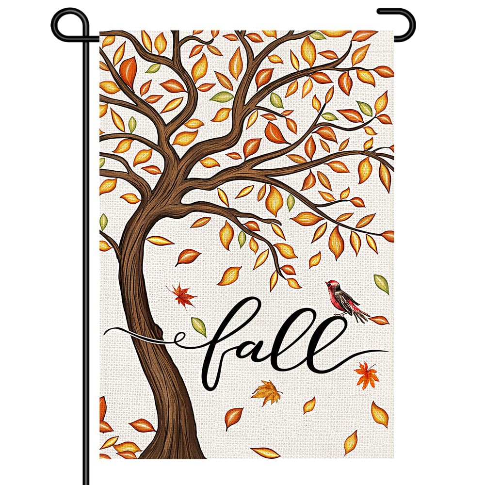 Bandera de jardín de arpillera Decorhua para otoño, 12x18 pulgadas, doble cara, con hoja de arce de Acción de Gracias