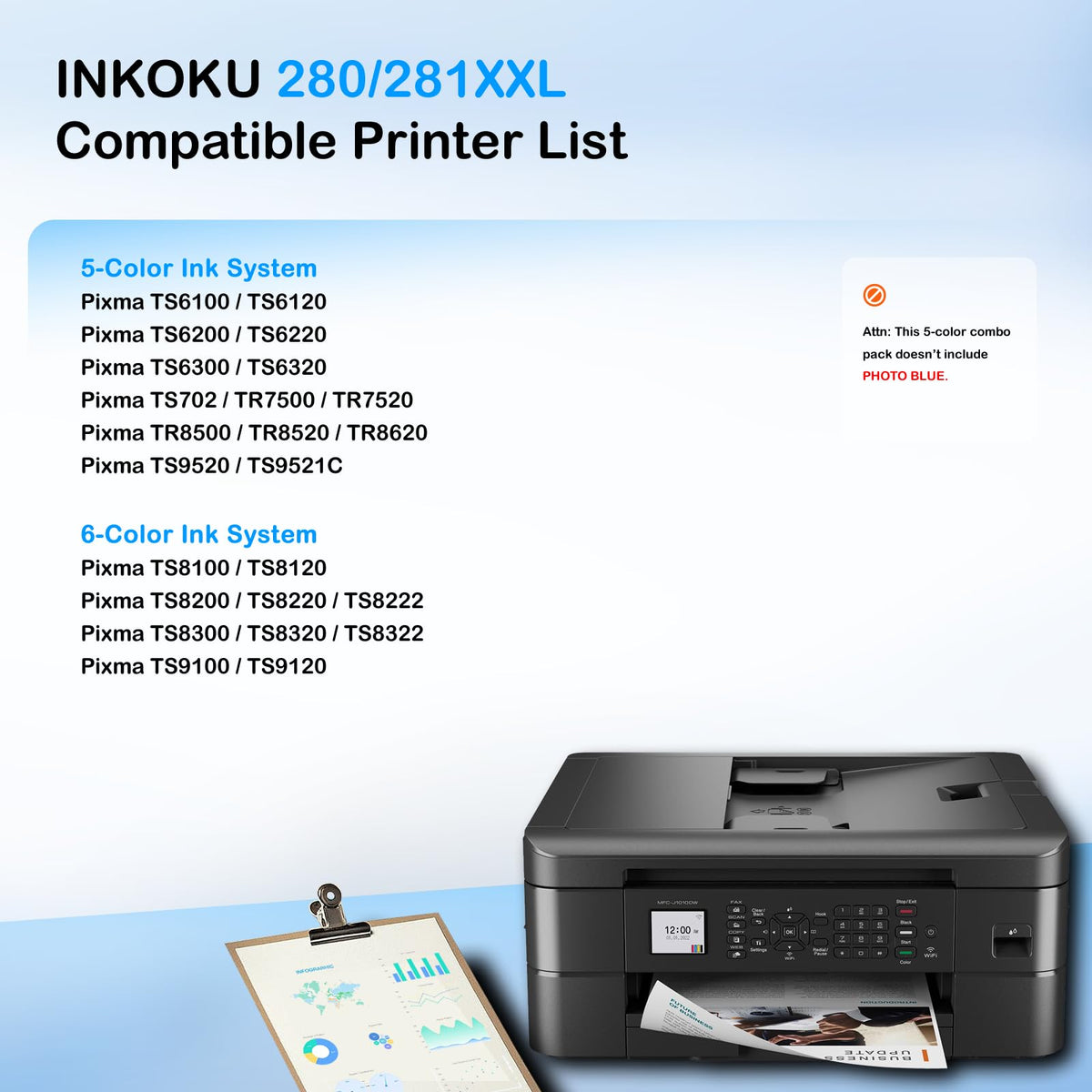 Cartuchos de tinta INKOKU compatibles con Canon PGI-280XXL CLI-281XXL, paquete de 5