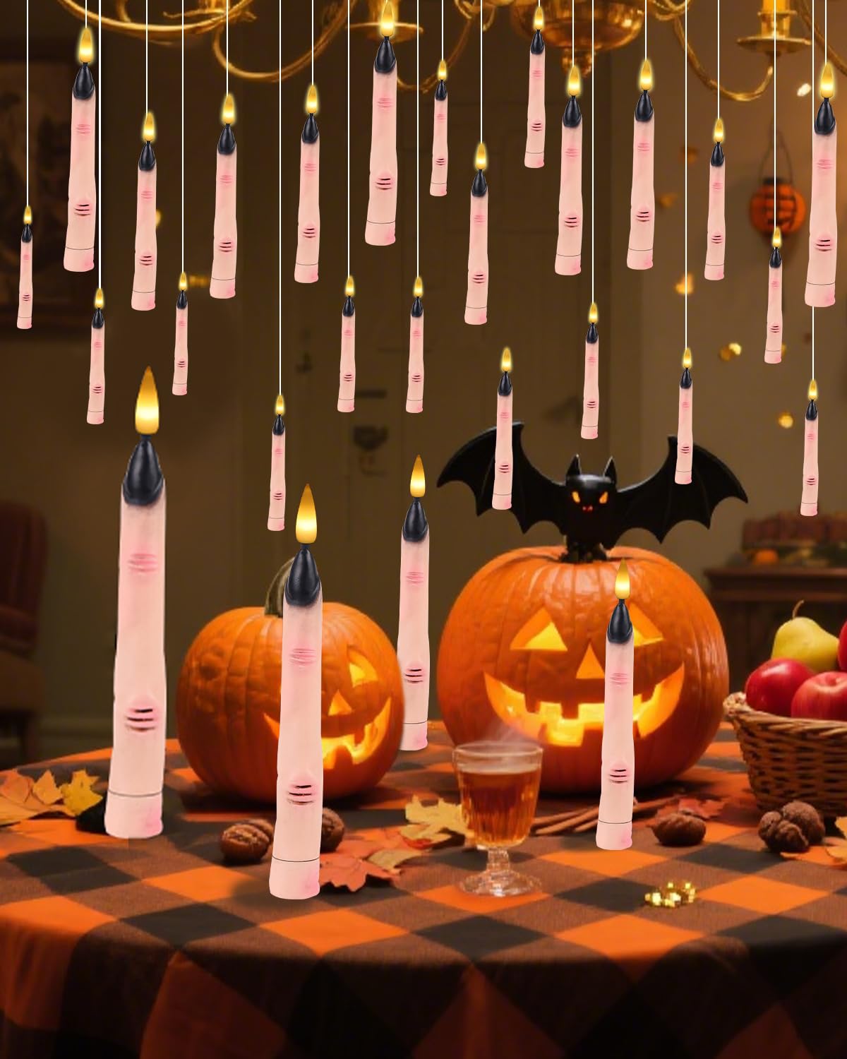 BVCNIG Paquete de 20 velas flotantes de Halloween con control remoto de varita mágica, 6 pulgadas, blanco cálido