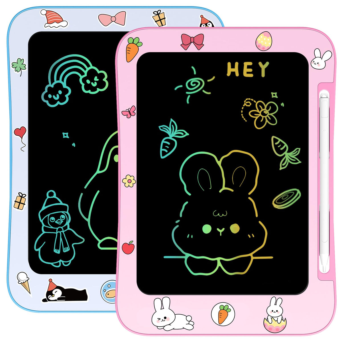 Genialba Paquete de 2 tabletas de escritura LCD para niños con pantalla a color, rosa y azul