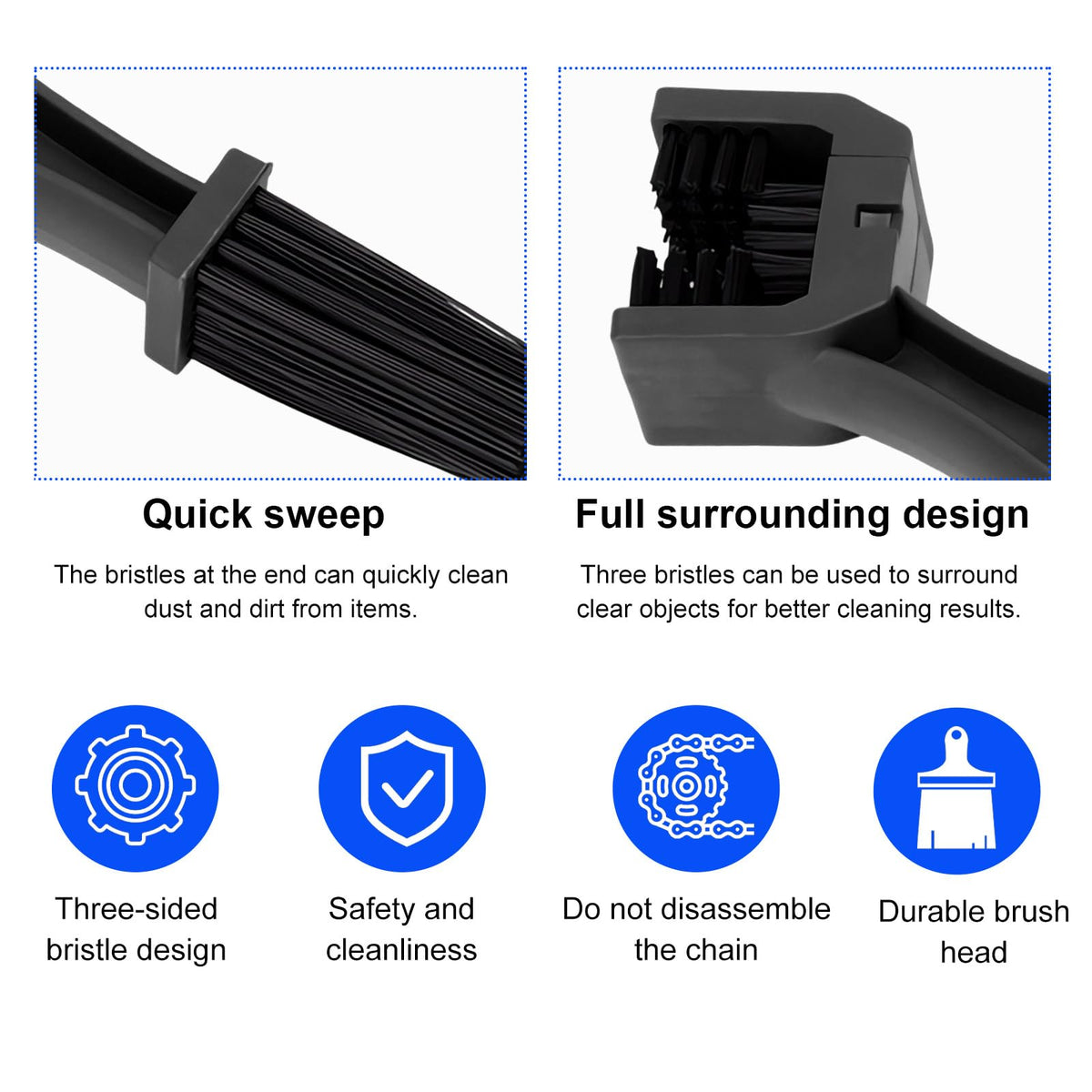 Kewucn 2 PCS Bike Motorcycle Chain Washer Gear Scrubber Durable ABS Black