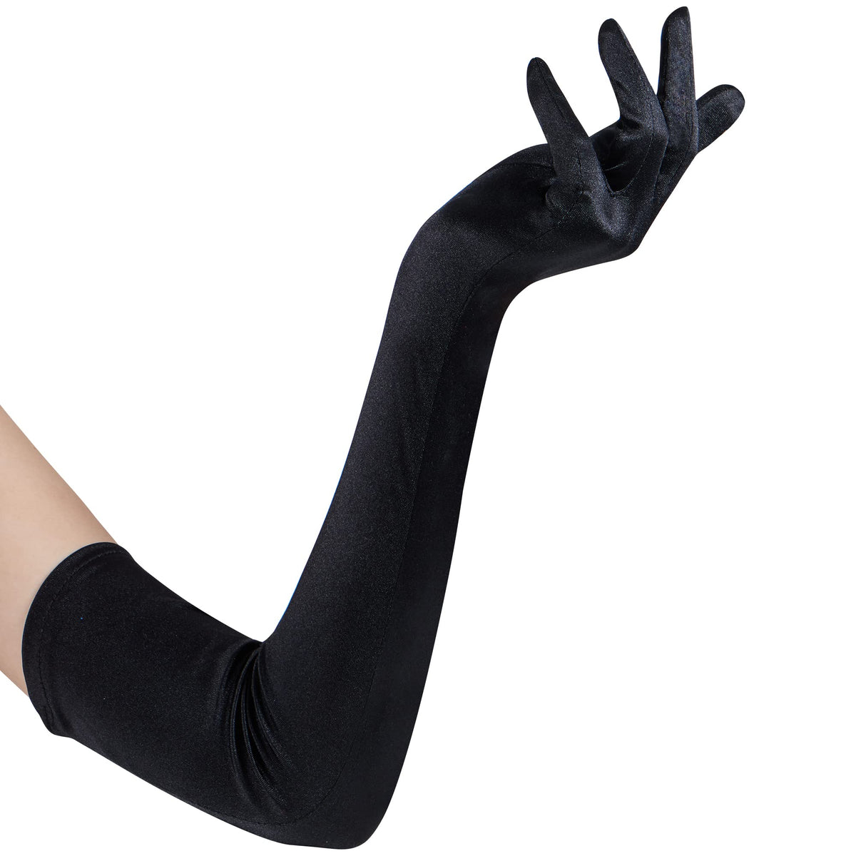 Guantes de ópera largos de satén para fiesta de Spooktacular Creations, negros, 53 cm, talla única