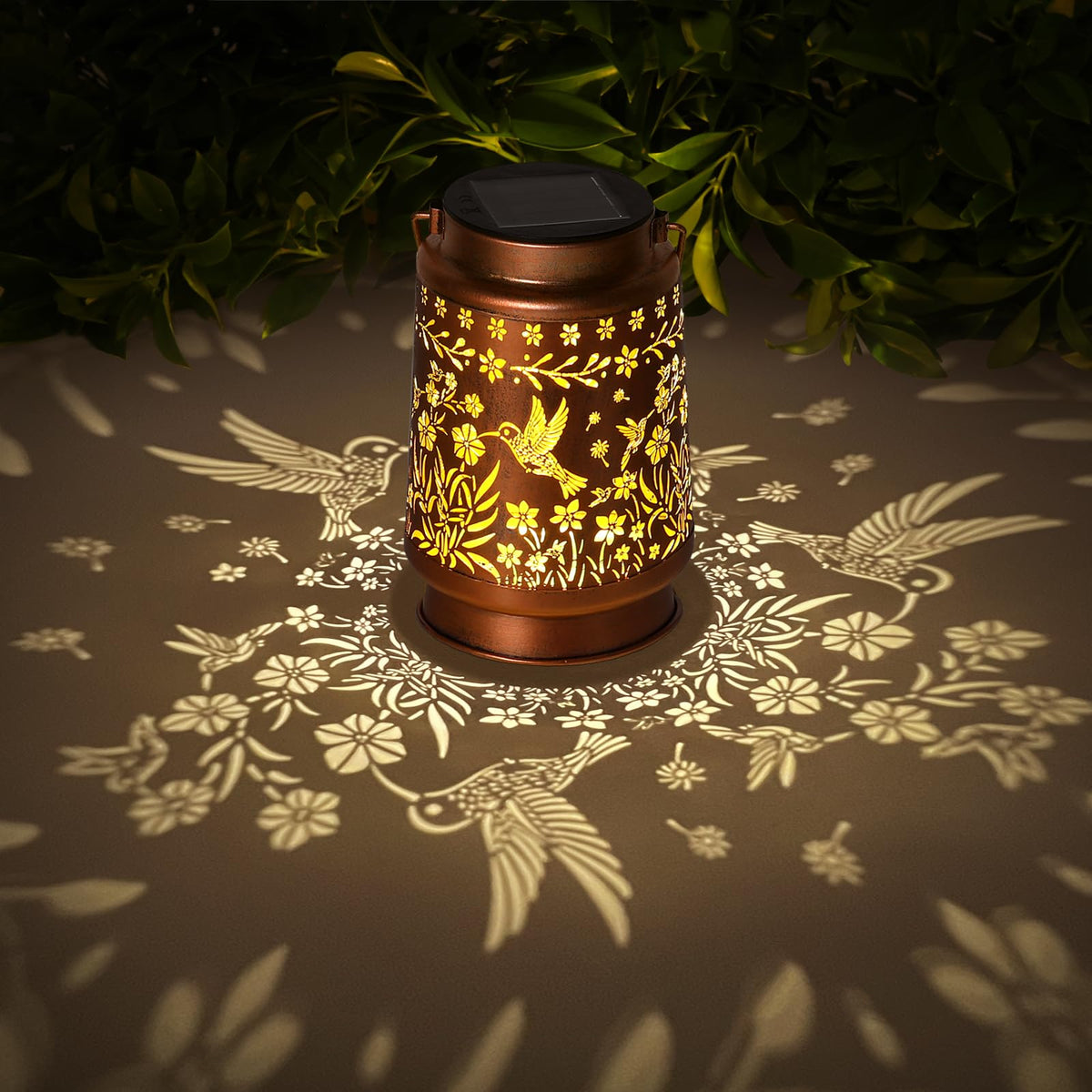 Linterna solar de colibrí kaakuuki para exteriores, de metal impermeable, con luz LED, color bronce