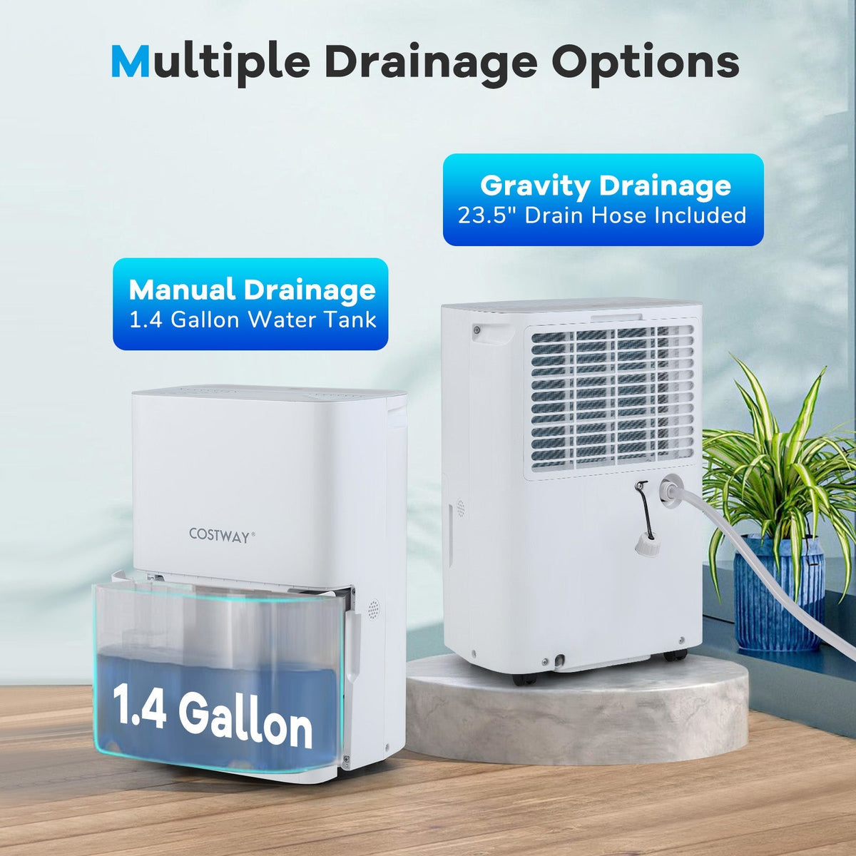 65 Pints Dehumidifier with 24H Timer and LED Display-White