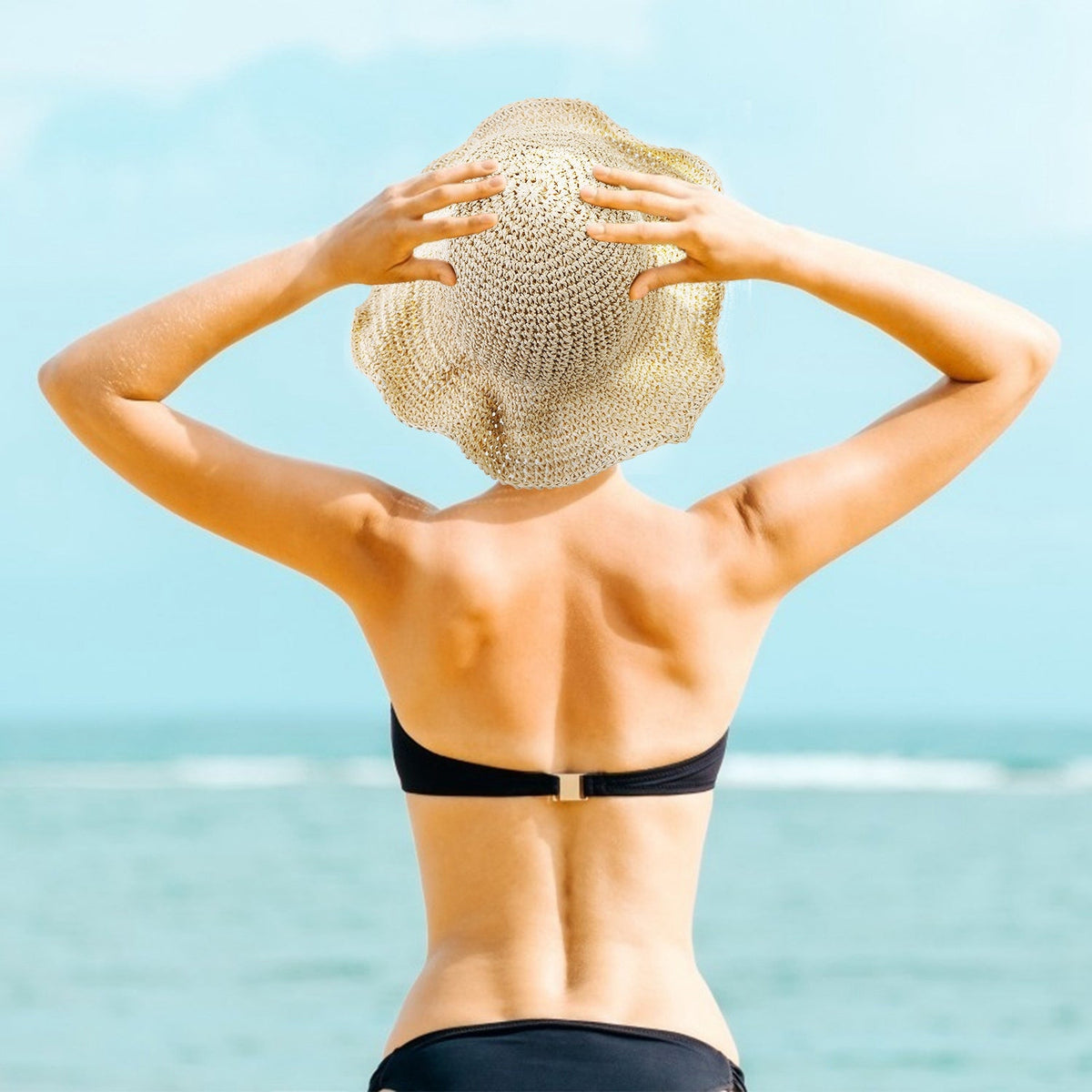 Ladies Summer Sun Hats Women Wide Brim Straw Floppy Panama Cap Roll up Beach Hat Packable Summer Cap For Women