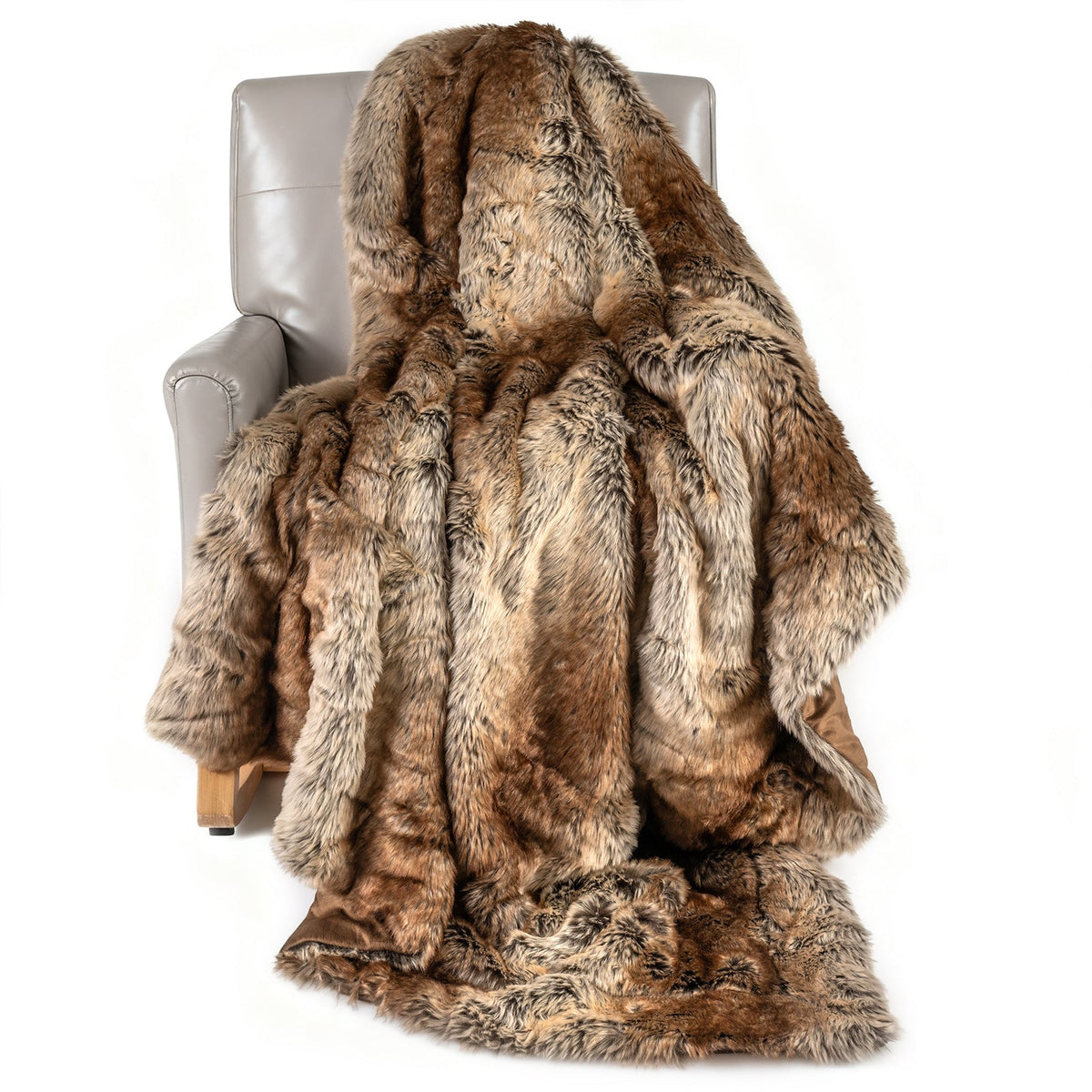 760GSM Soft Plush Fuzzy Luxury Faux Raccoon Fur Blanket for Sofa-M