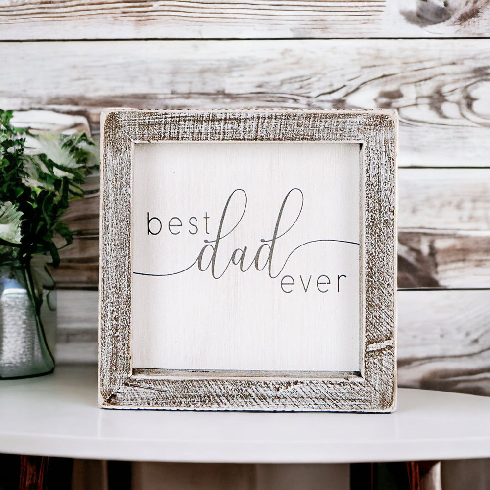Best Dad Ever Wooden Framed Sign 5x5 Gift For Fathers Day Birthday Home Decor