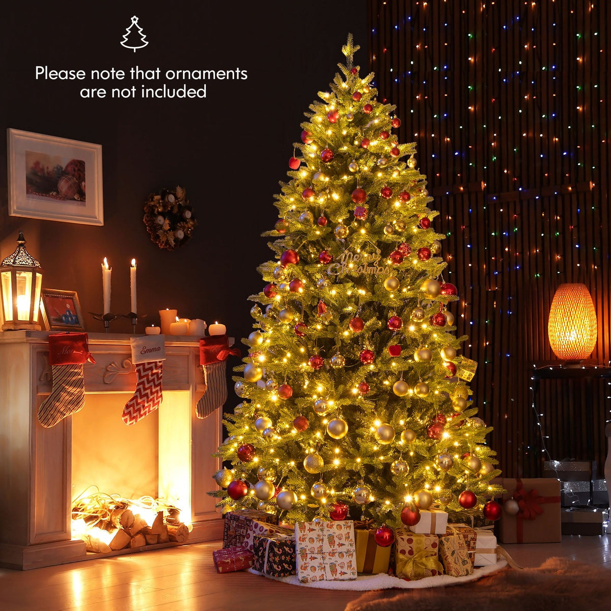 5 Feet Artificial Xmas Tree Hinged with 11 Lighting Modes and Remote Control