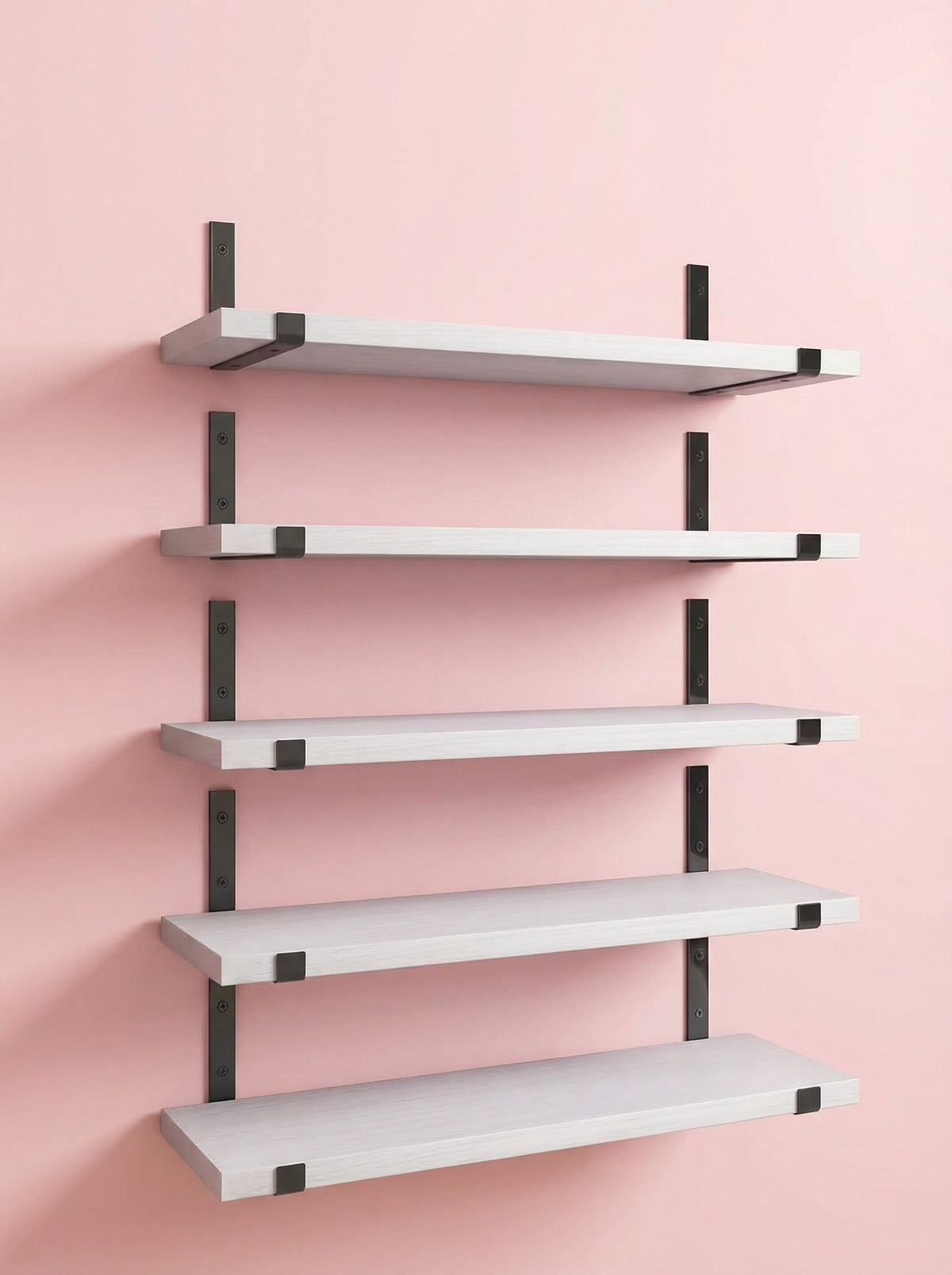 Wood Wall Shelves 15.8” with Metal Brackets – Rustic Floating Shelves | 5/8 Pack
