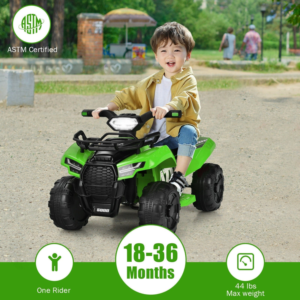 Coche eléctrico montable de 6 V ATV Quad para niños con luz LED y MP3