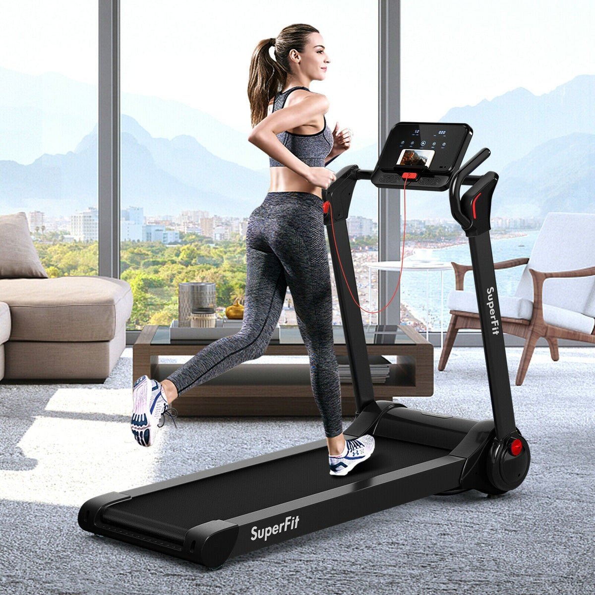 2.25 HP Electric Motorized Folding Running Treadmill Machine with LED Display