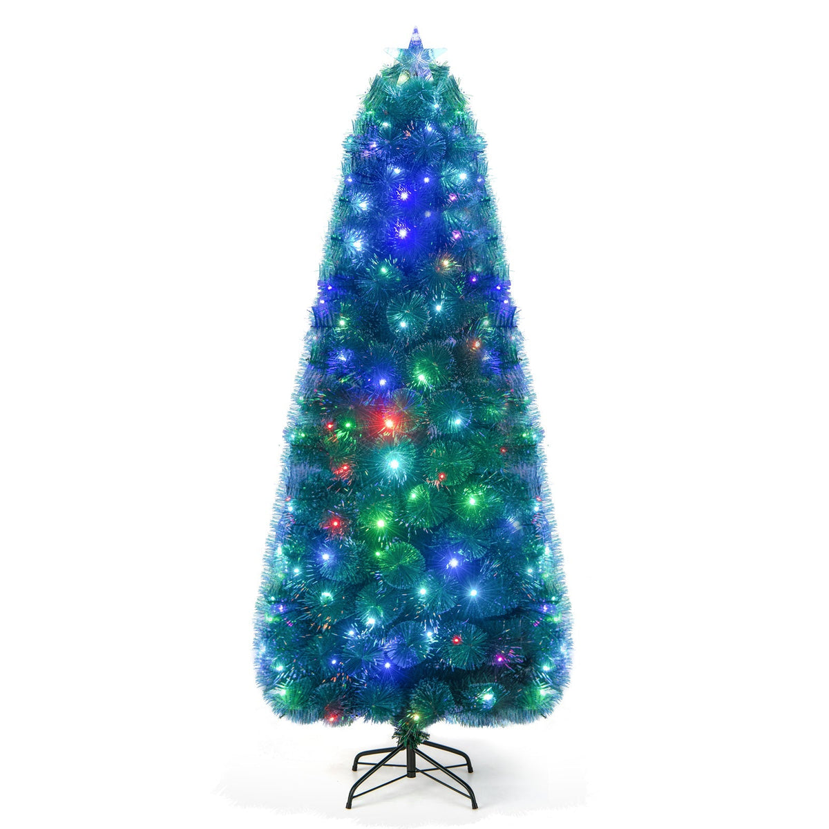 5/6/7 FT Pre-Lit Fiber Optic Christmas Tree with 148/185/226 Multi-Color LED Lights and Top Star Light