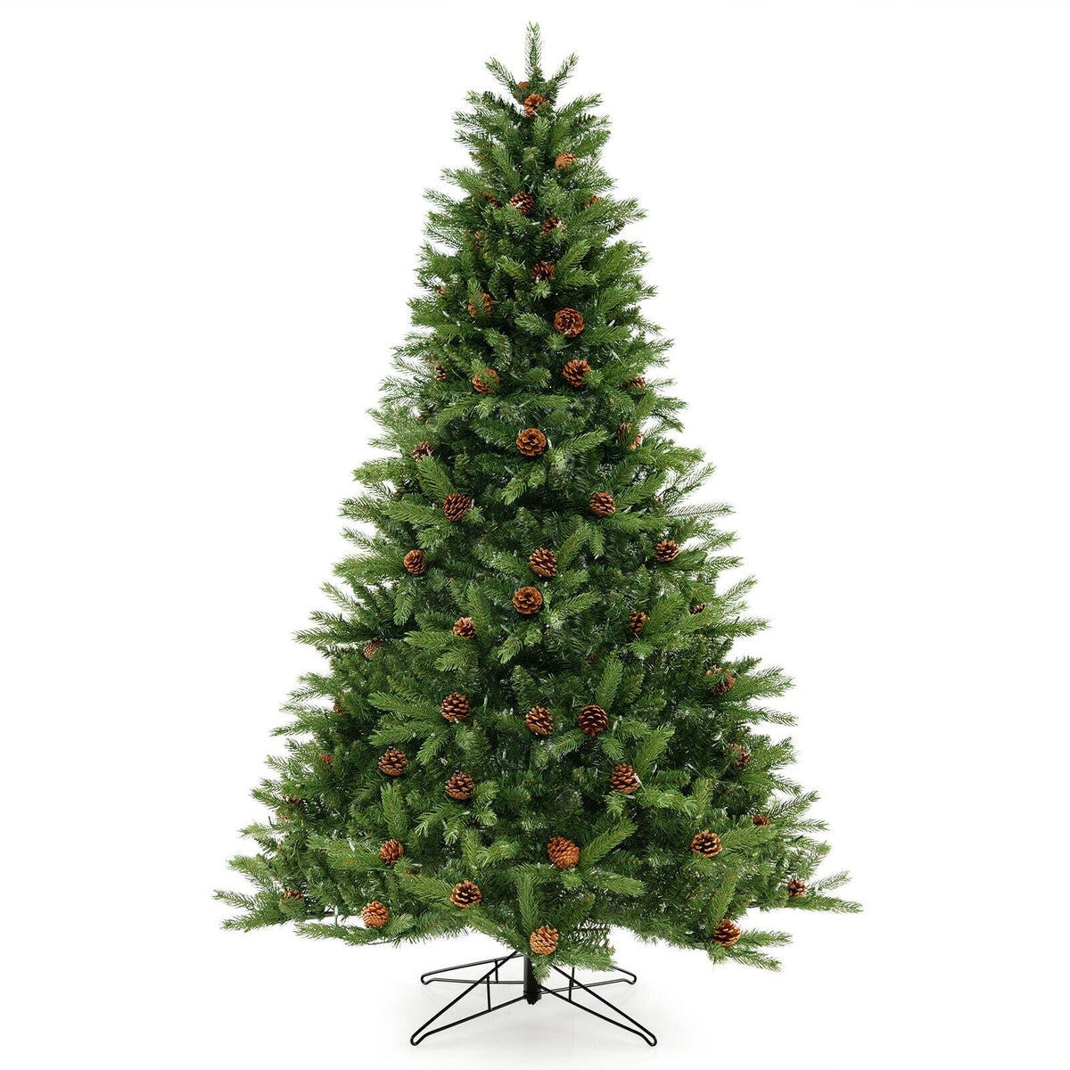 6/7 FT Artificial Christmas Tree with Pine Cones and Adjustable Brightness