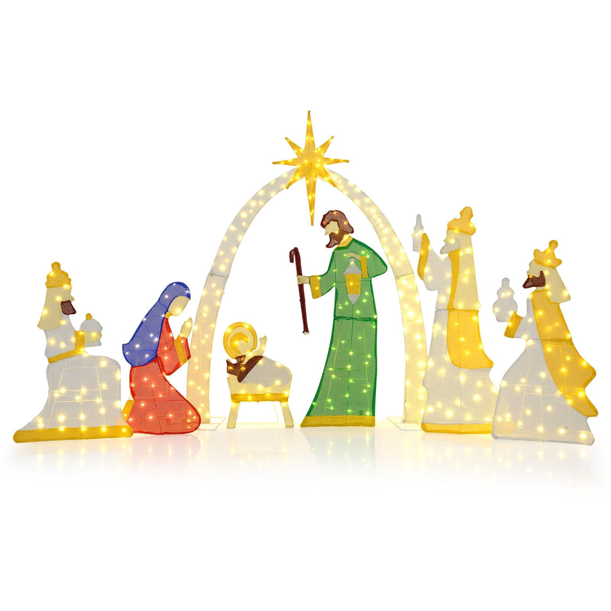 7 Pieces Lighted Nativity Scene with 310 Warm White LED Lights