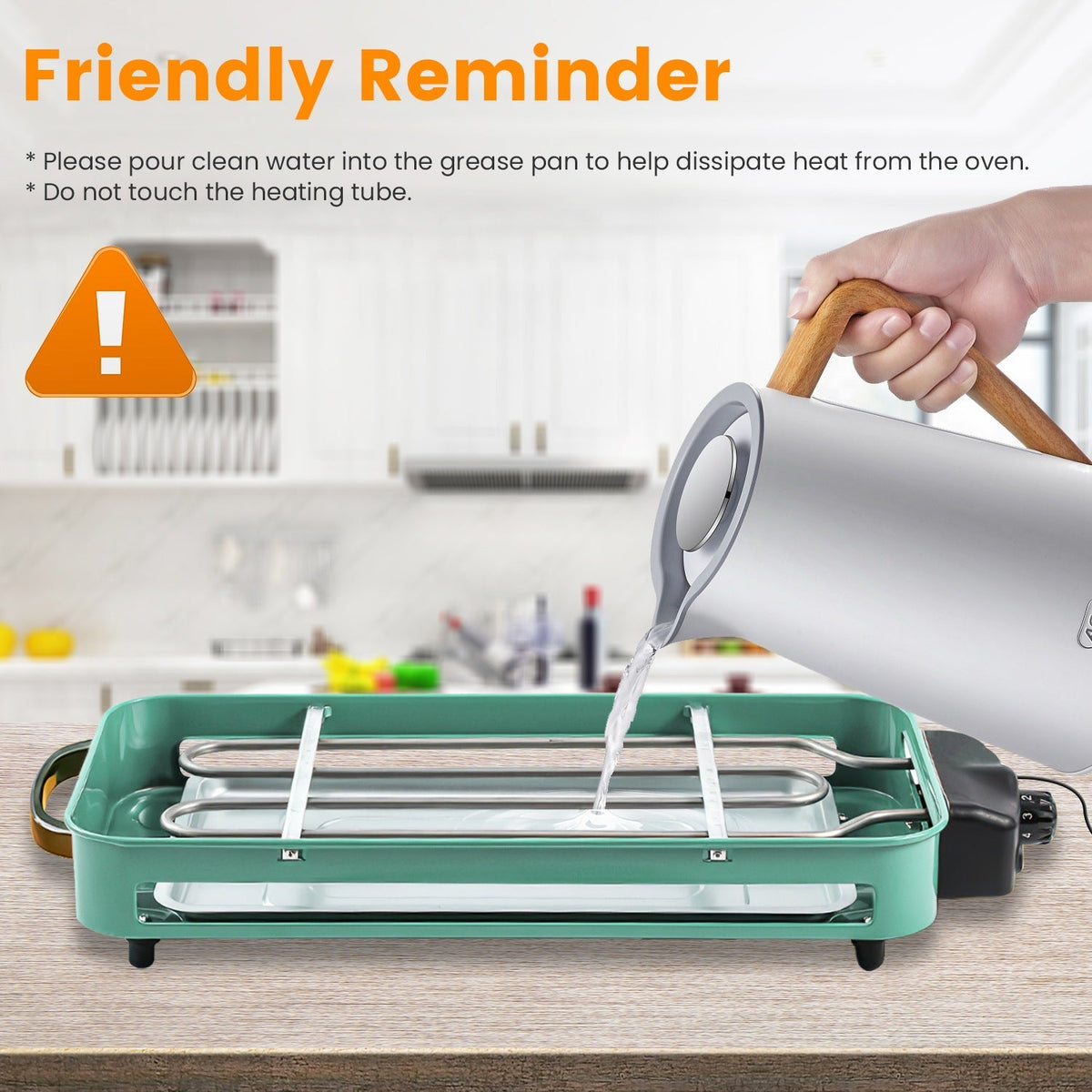 2000W Electric Indoor Grill 2 in 1 Electric BBQ Gill with Grill NetÊRemovable Plate 5 Temperature Control 3 Small Trays Dishwasher Safe