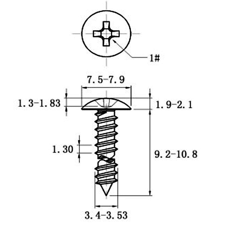 Stainless Steel Cross Big Head Self-tapping Screw Mushroom-shaped Haircut Round Head