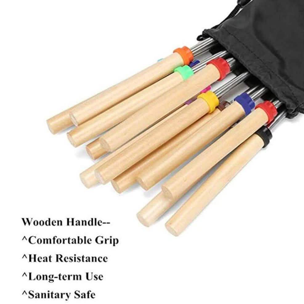 Set de 8 piezas: Pinchos para asar malvaviscos con mango de madera