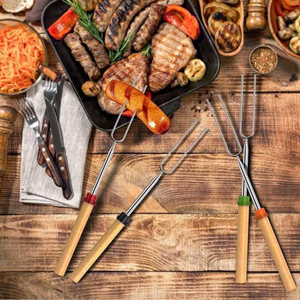 Set de 8 piezas: Pinchos para asar malvaviscos con mango de madera