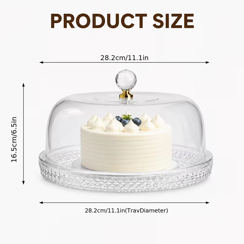 2-in-1 Cake Stand with Acrylic Dome Cover