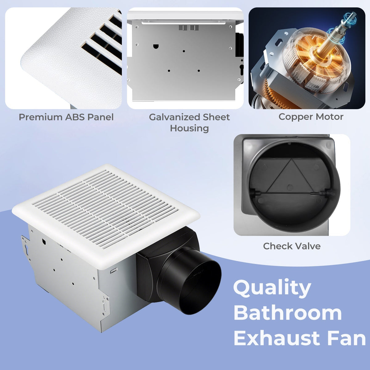 80 CFM Bathroom Exhaust Fan with Metal Housing and 4 Inches Duct