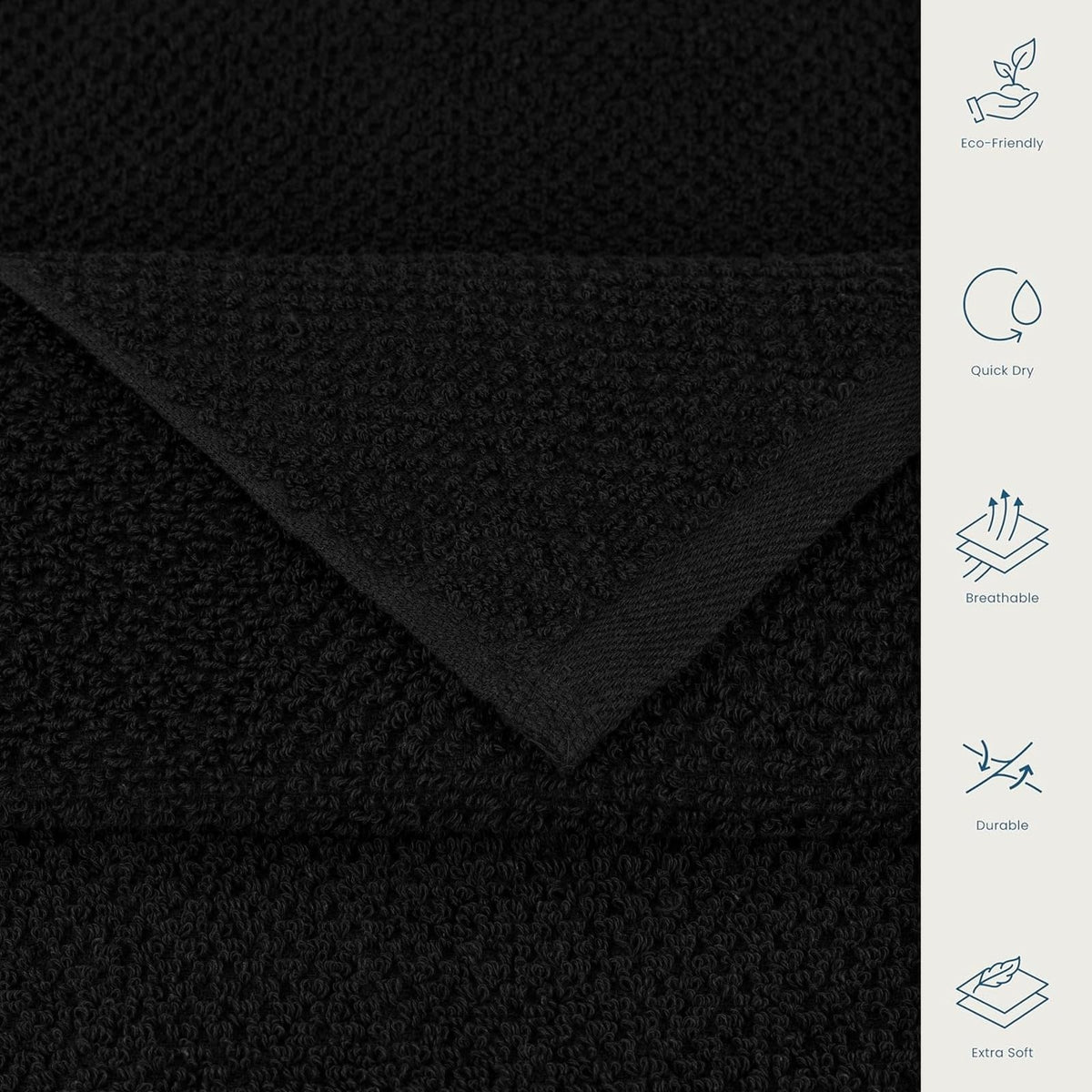 CASA COPENHAGEN Popcorn Textured Cotton Bath Towel Set Black 24x48 6pc