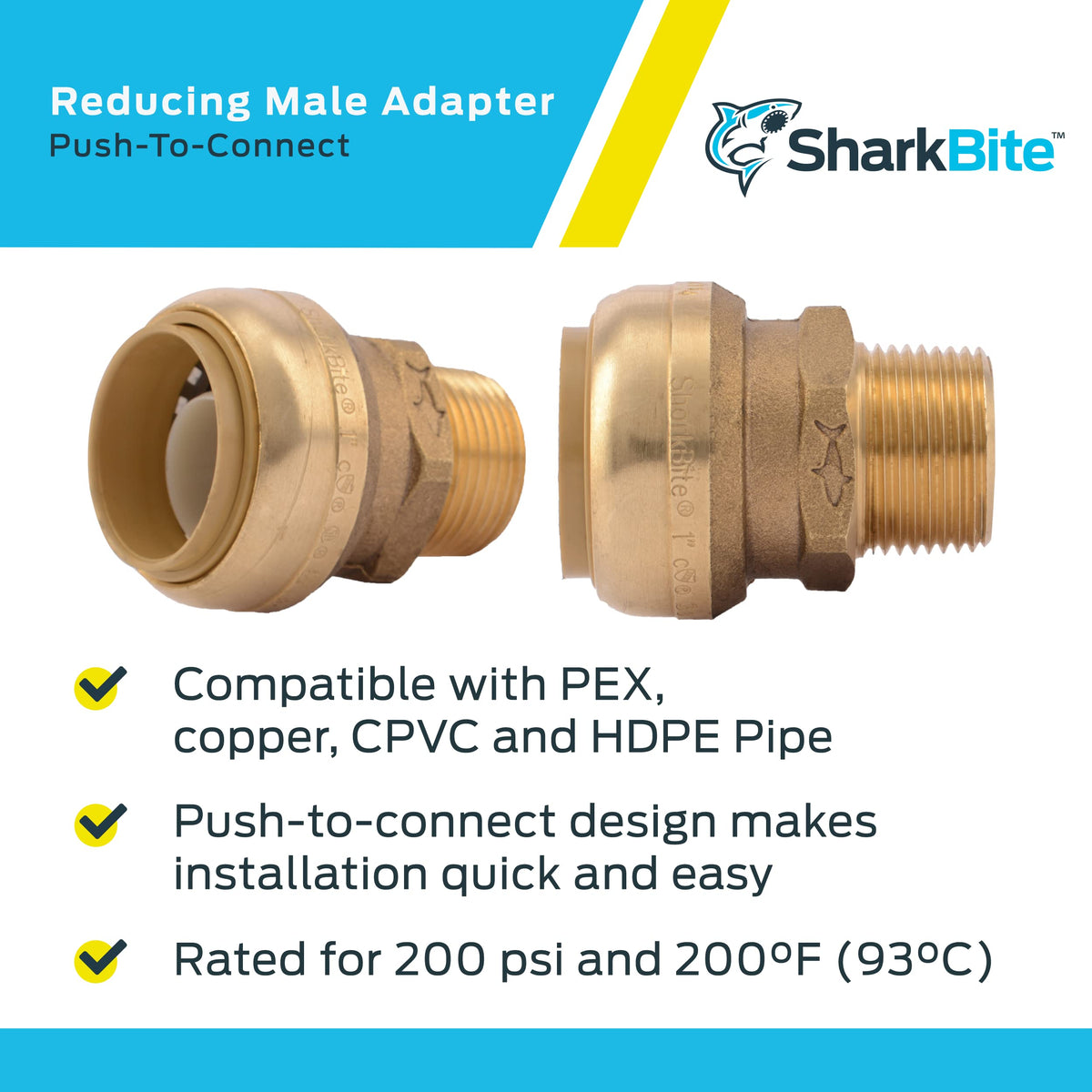 SharkBite U142LF 1 x 3/4 in MNPT Push-to-Connect Adapter, 6 Pack