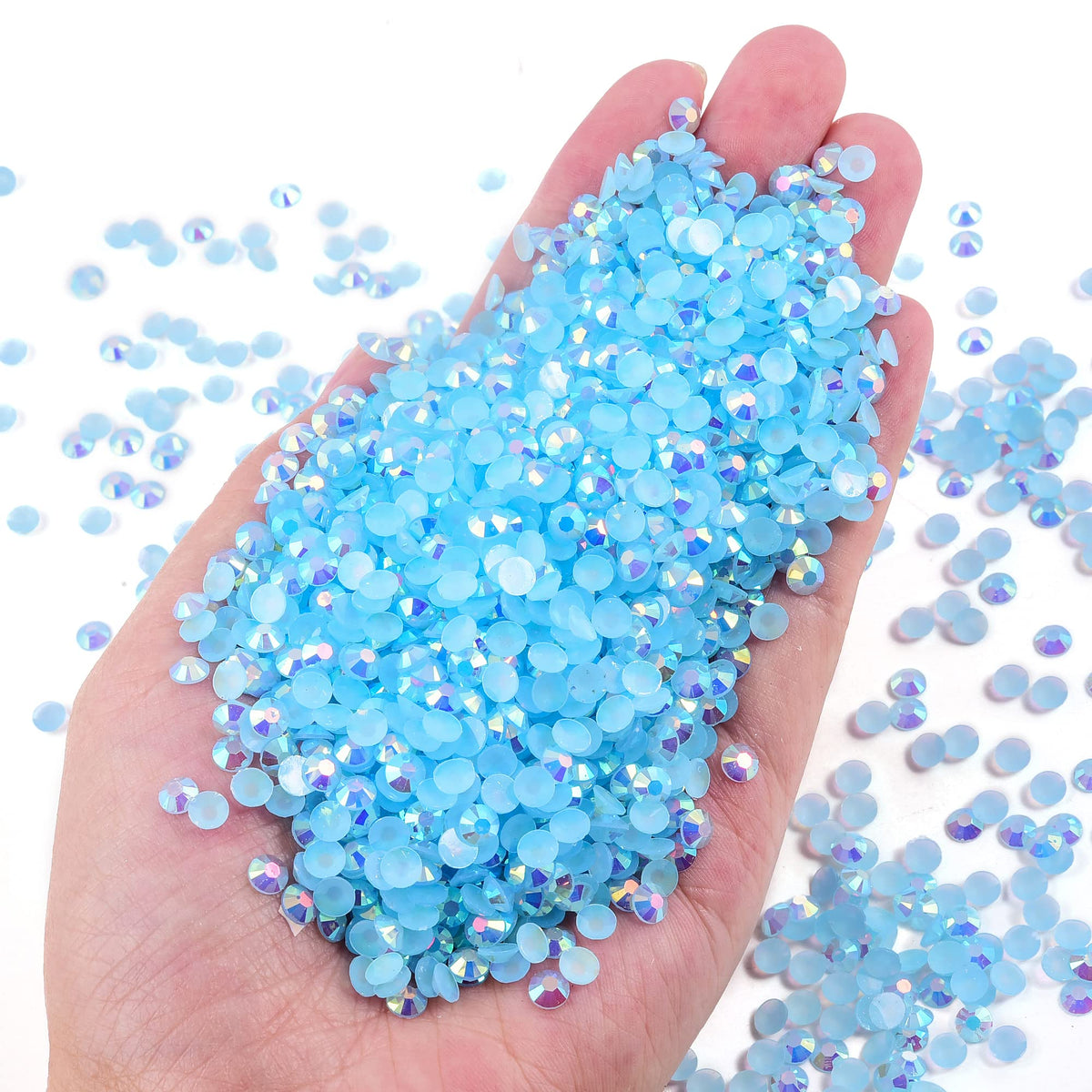 Blinginbox 500 piezas de diamantes de imitación de resina de 6 mm con parte trasera plana, color zafiro claro AB