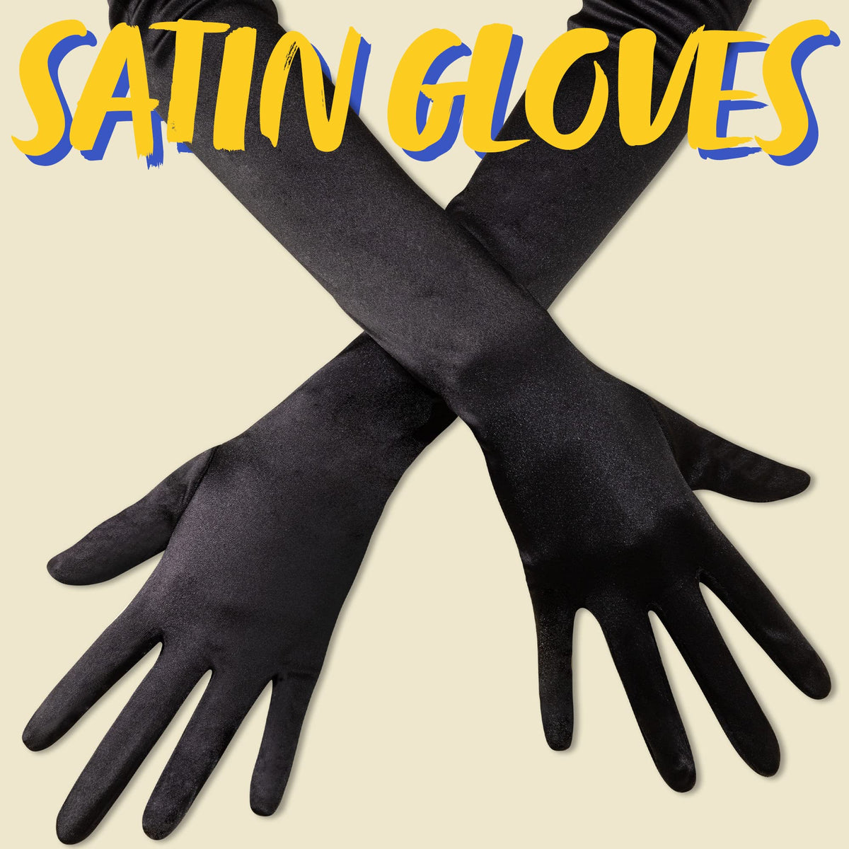 Guantes de ópera largos de satén para fiesta de Spooktacular Creations, negros, 53 cm, talla única