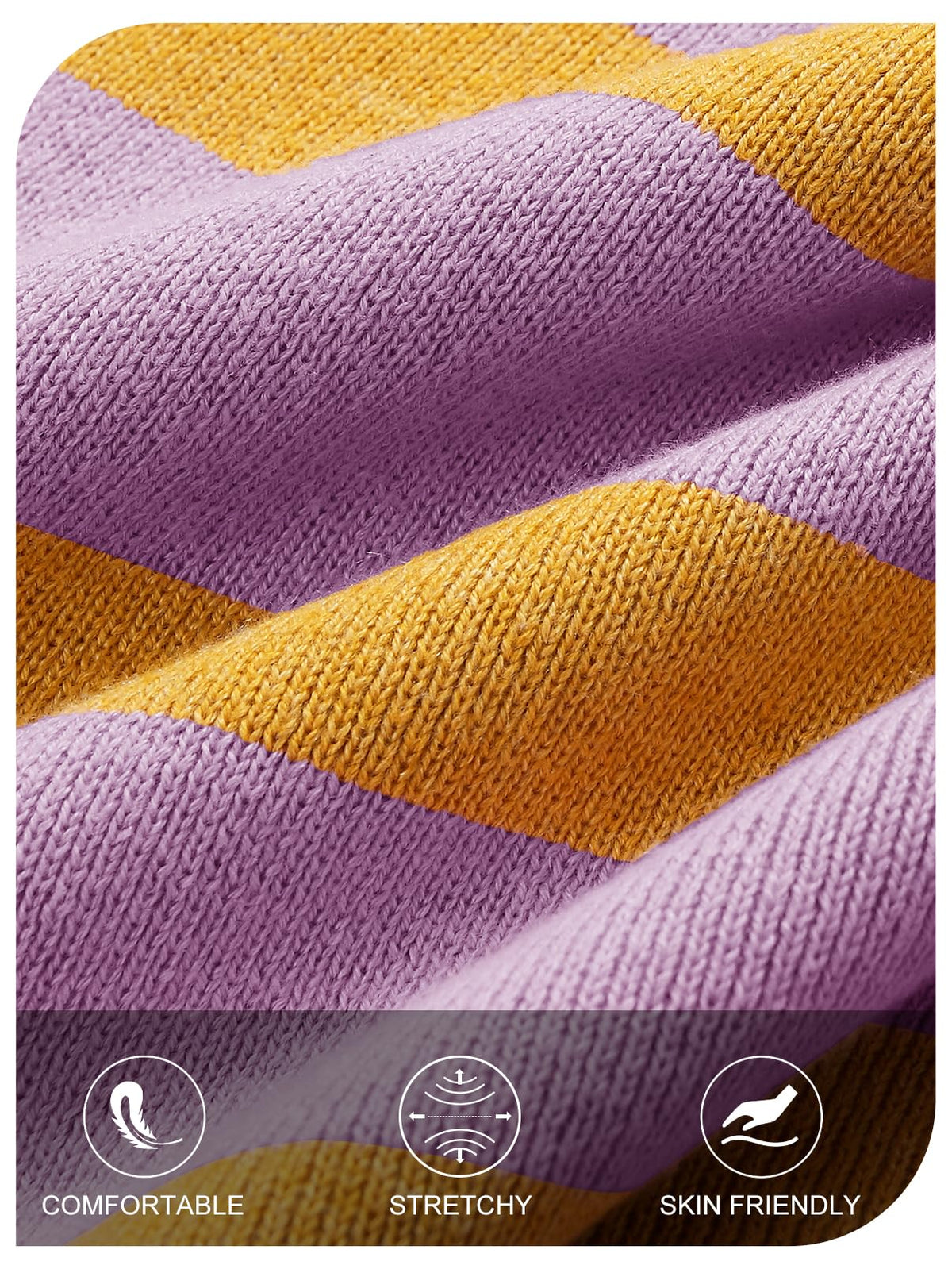 MEROKEETY Conjunto de 2 piezas de suéter para mujer, rayas, manga larga, shorts, morado, talla S