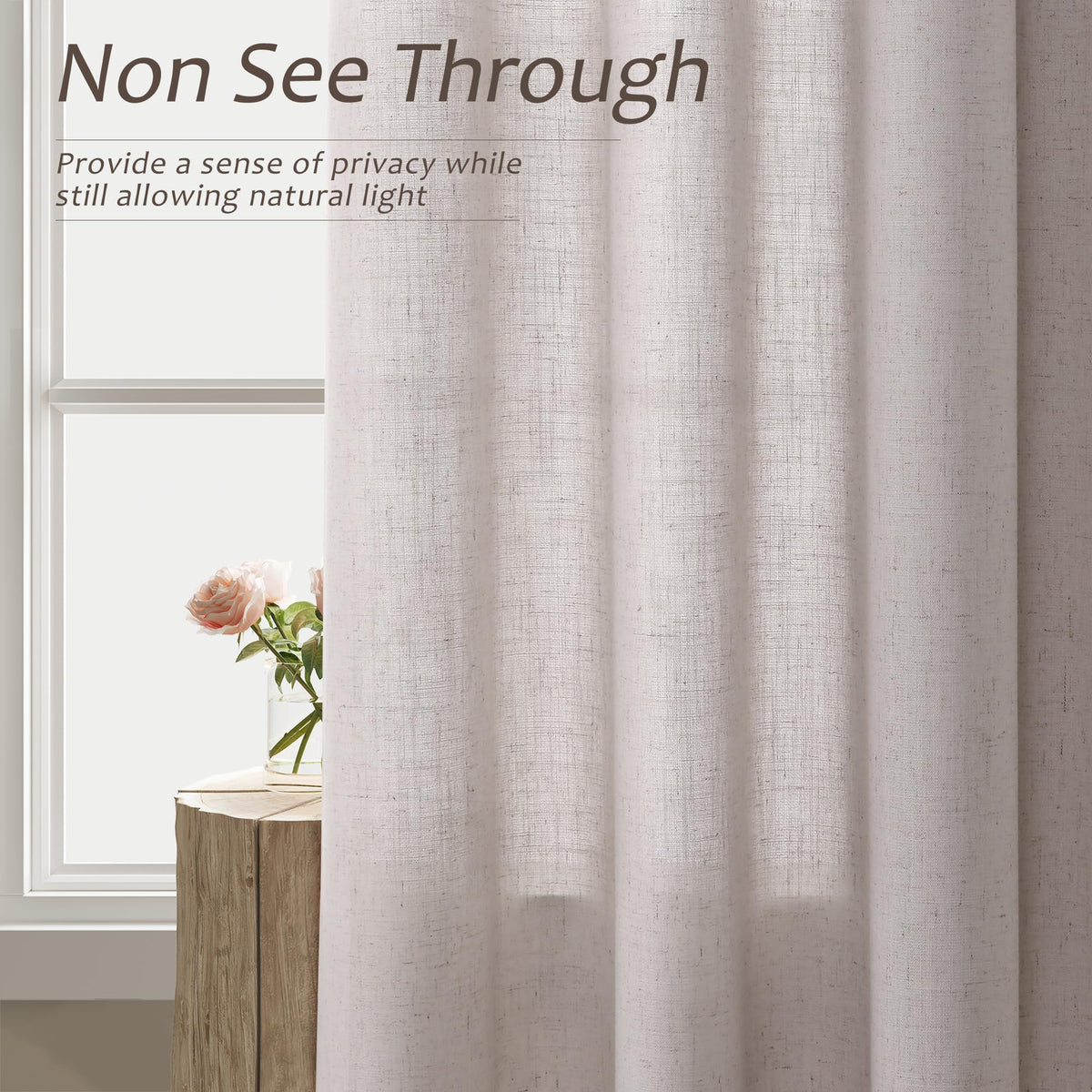 Aersas Champagne Linen Curtains 52x108in 2 Panels Grommet Light Filtering