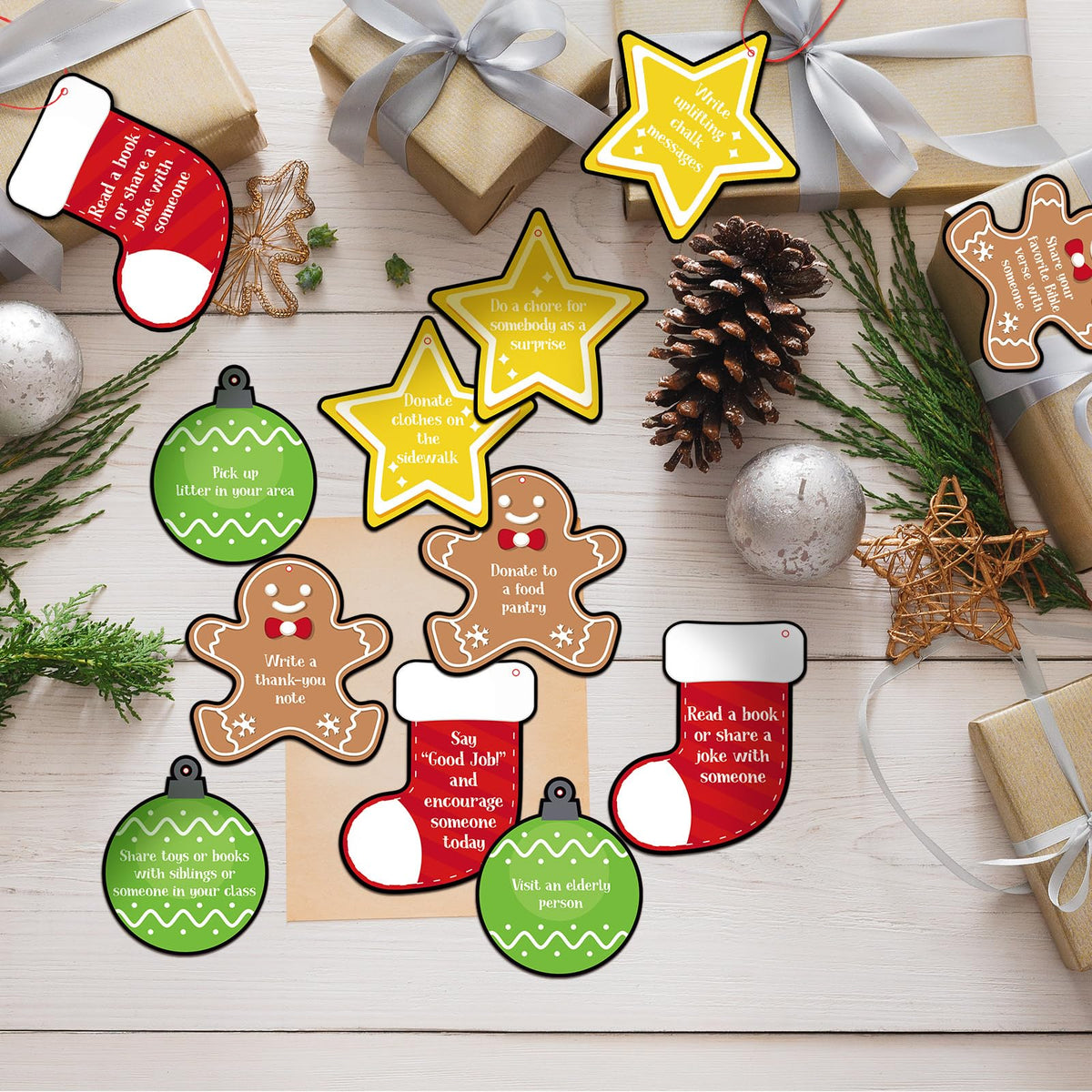 Soulchen 24 piezas de adornos de hombre de jengibre para árbol de Navidad con cuerdas rojas