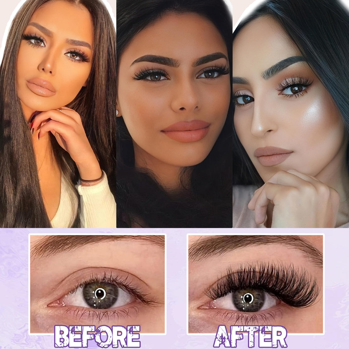 KLHYIT Racimos de pestañas Wispy 300 piezas 10-22mm mezcladas D C 30D-50D extensiones de pestañas